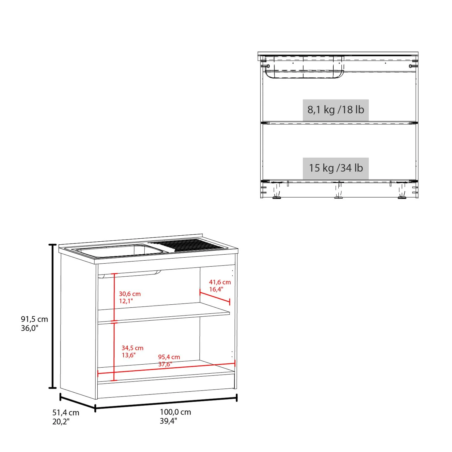 Mueble Inferior de Cocina Zurich 88x98x52 RTA Wengue ZF - Imagen 6