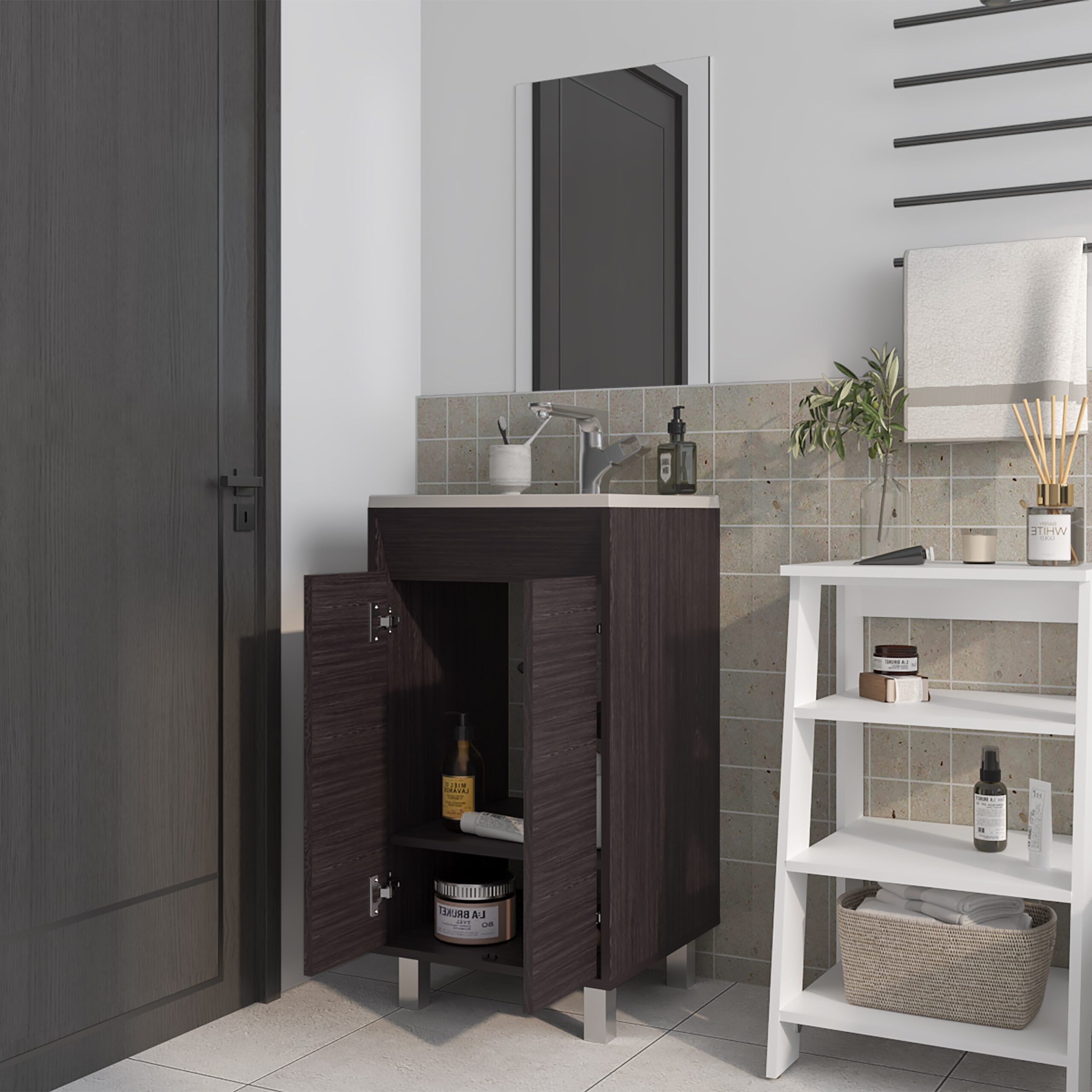 Set Mueble de Baño Brandy + Espejo Bolonia 84X45X45 RTA Wengue ZF - Imagen 2