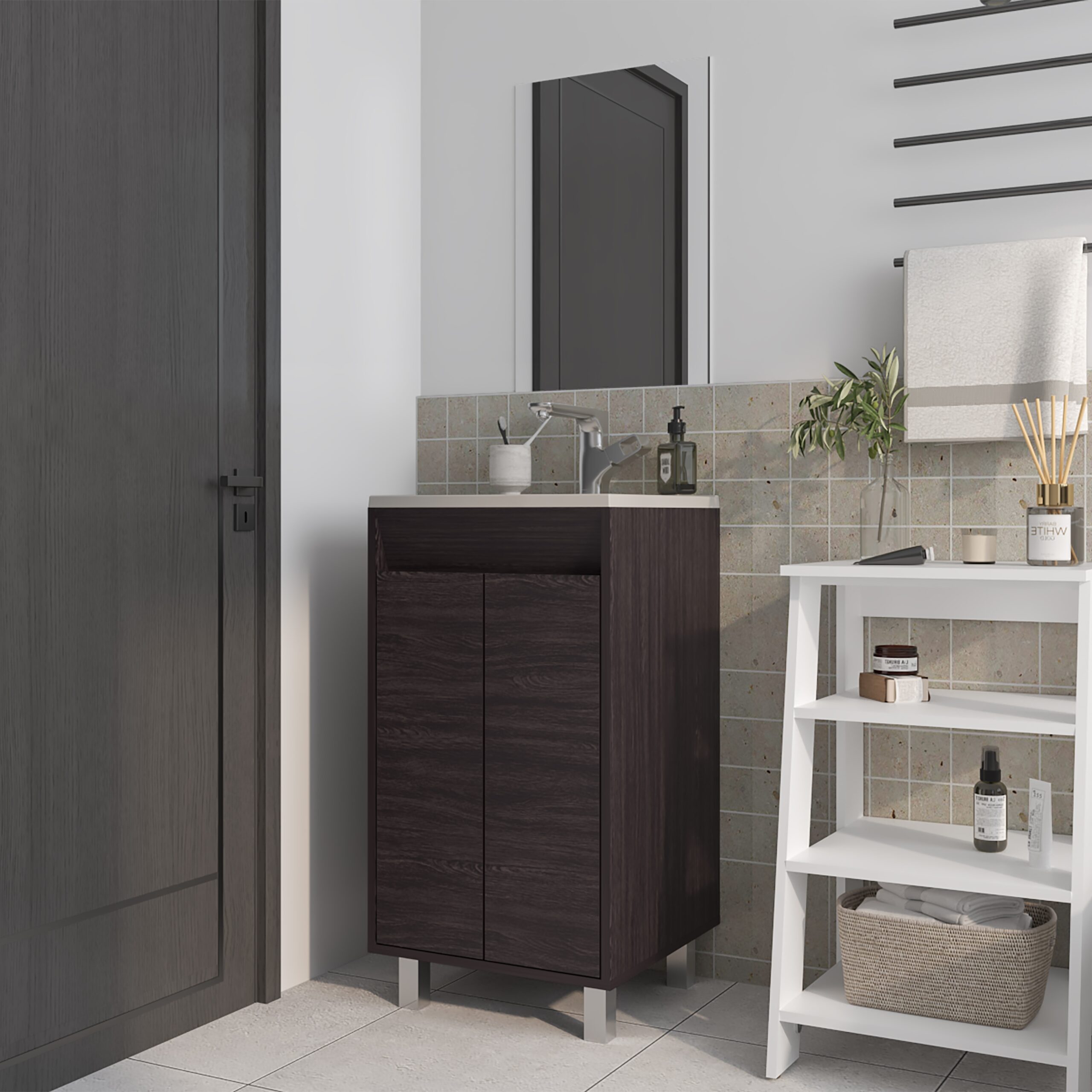 Set Mueble de Baño Brandy + Espejo Bolonia 84X45X45 RTA Wengue ZF - Imagen 3
