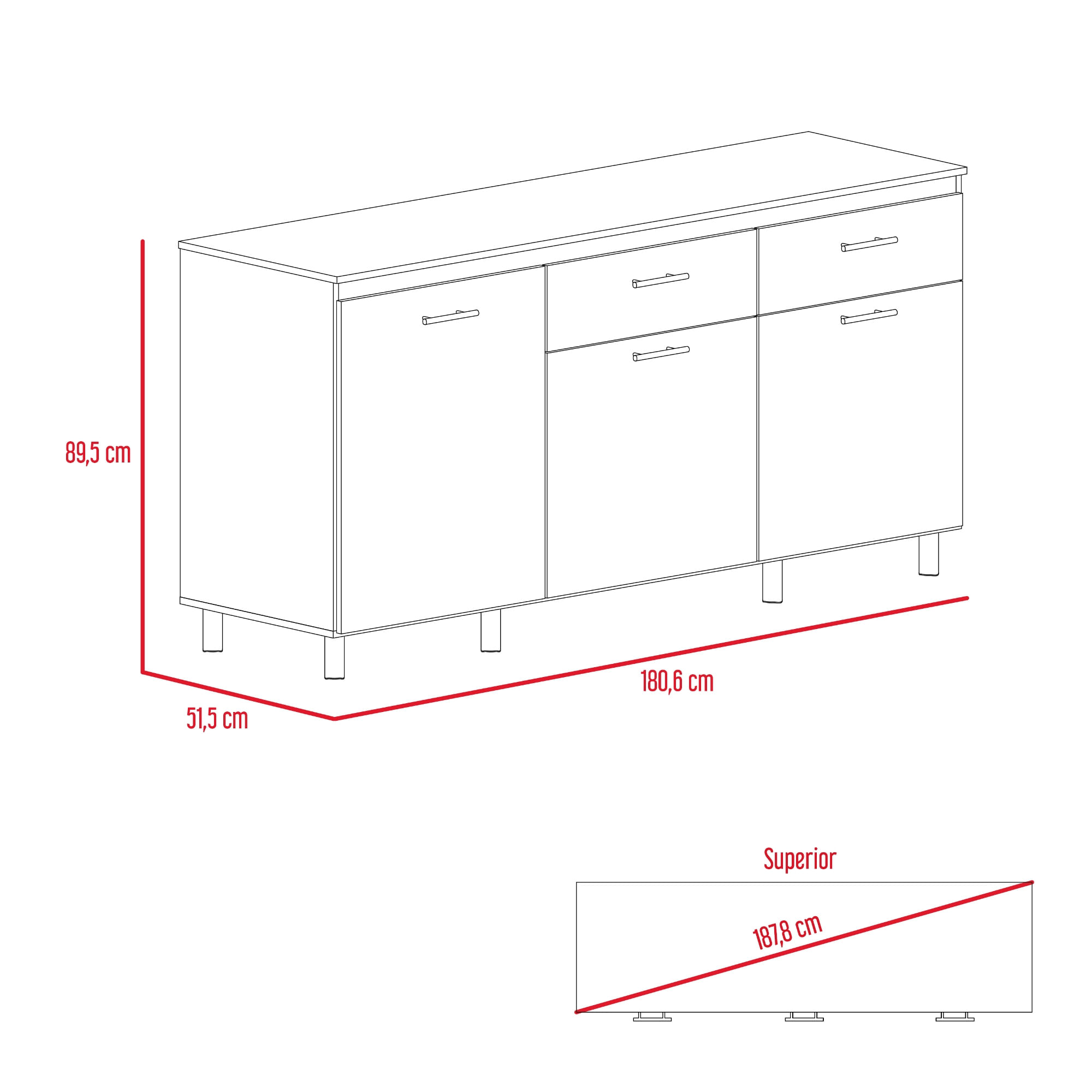 Modulo Inferior 180 Cocina Gante RTA Rovere Niebla - Imagen 7
