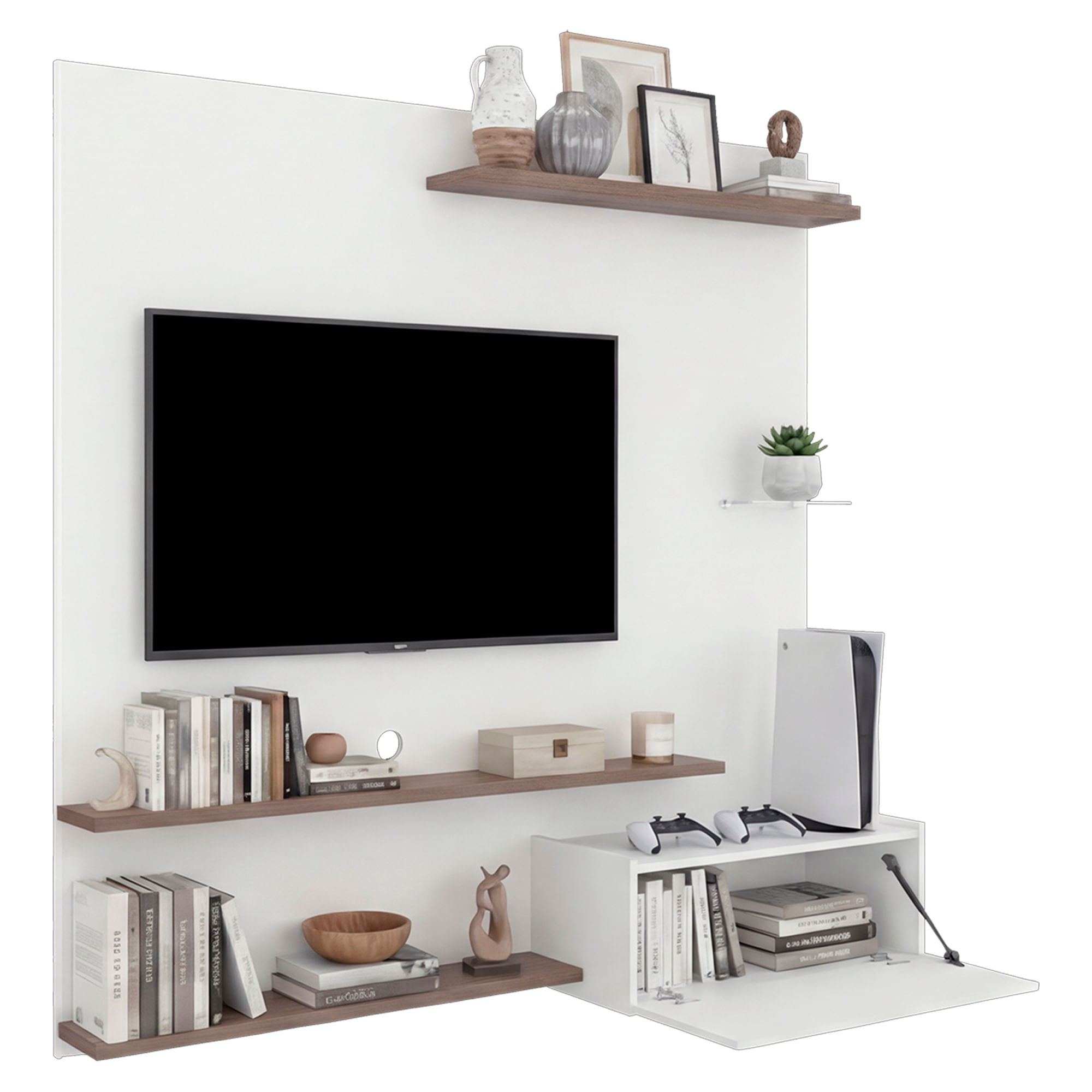 Panel de Tv Henry 180X180X36 RTA Blanco Mqz Avellana - Imagen 1