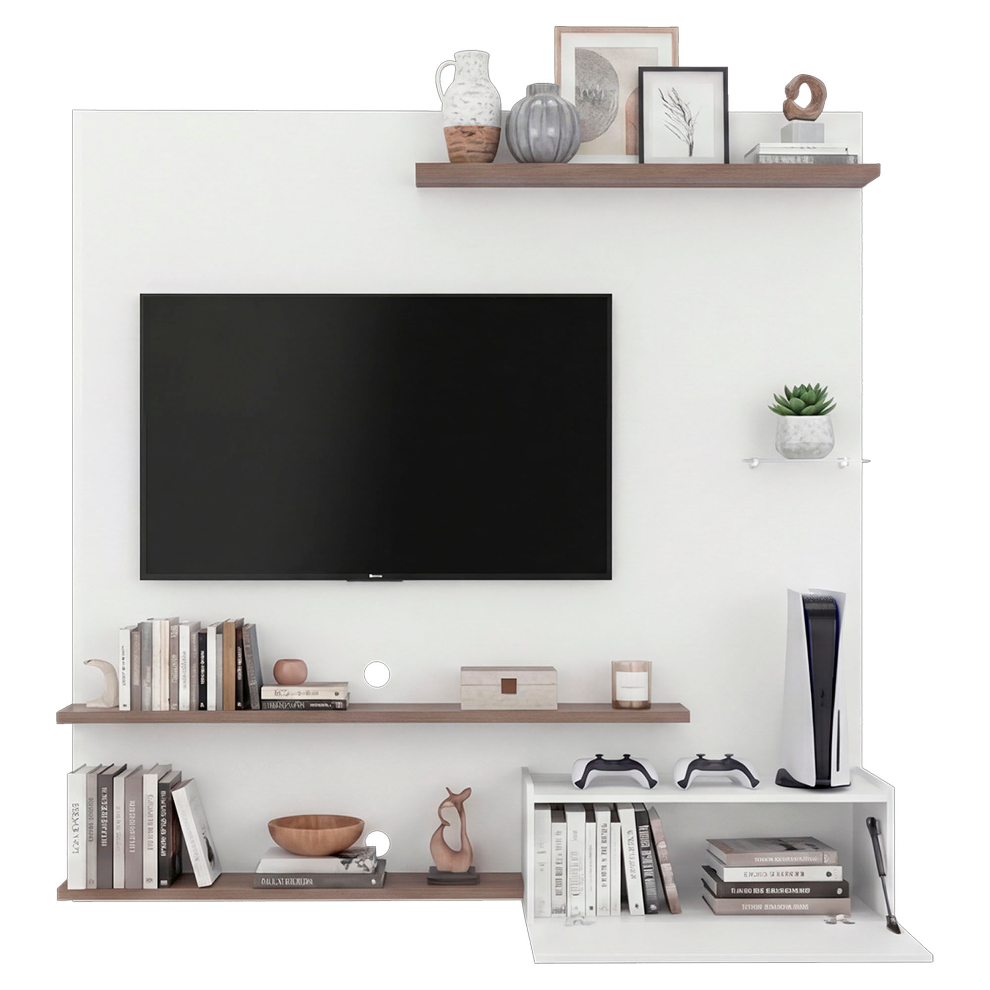 Panel de Tv Henry 180X180X36 RTA Blanco Mqz Avellana - Imagen 5