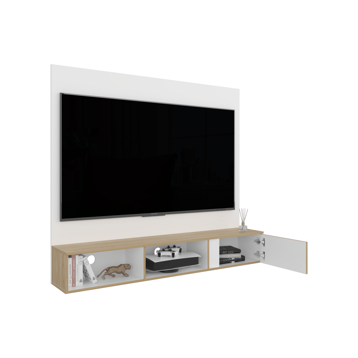 Panel TV 65'' Dassel 132X150X29 RTA Blanco Fresno - Imagen 1
