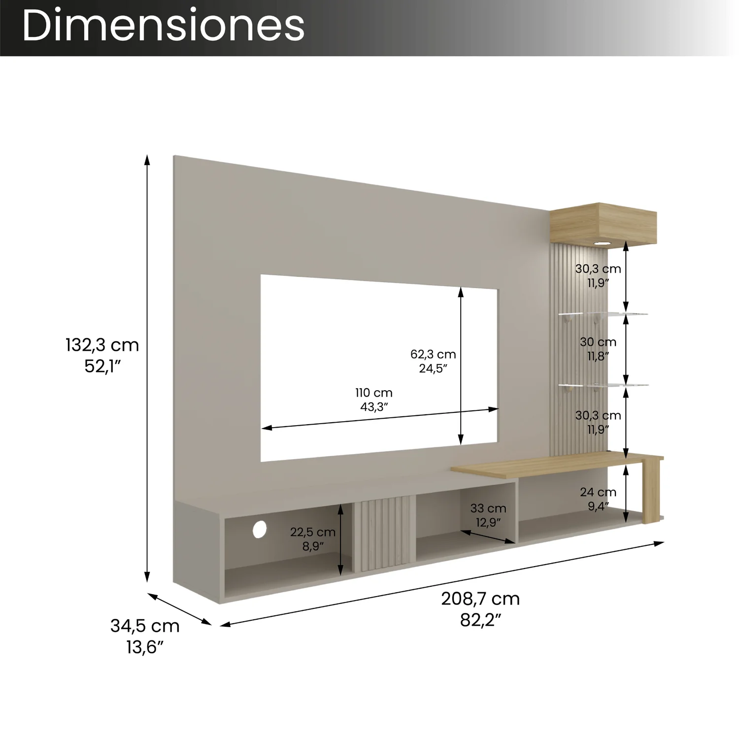 Panel de TV Isolde 132X208X734 RTA Capri Fresno - Imagen 7