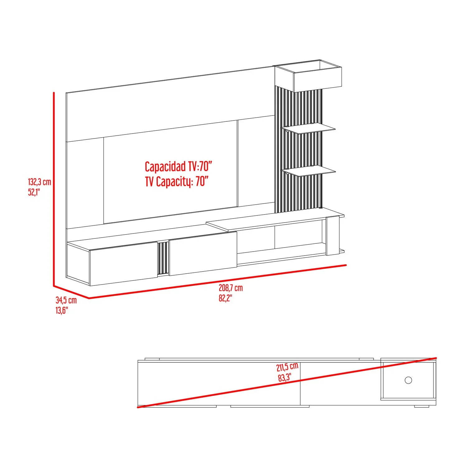Panel de TV Isolde 132X208X734 RTA Capri Fresno - Imagen 21