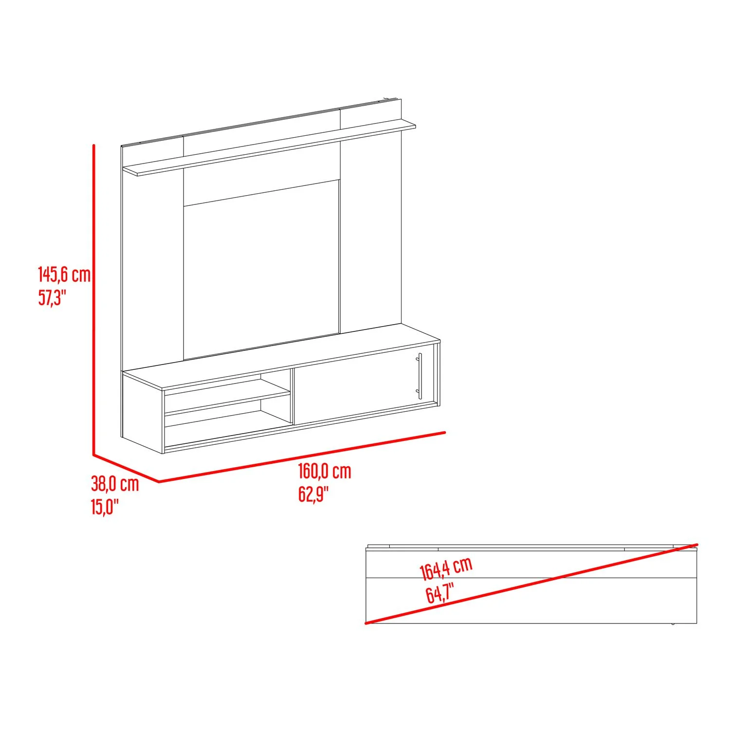 Panel Tv Bigaf 145,6x160x38 RTA Milan/Wengue - Imagen 7