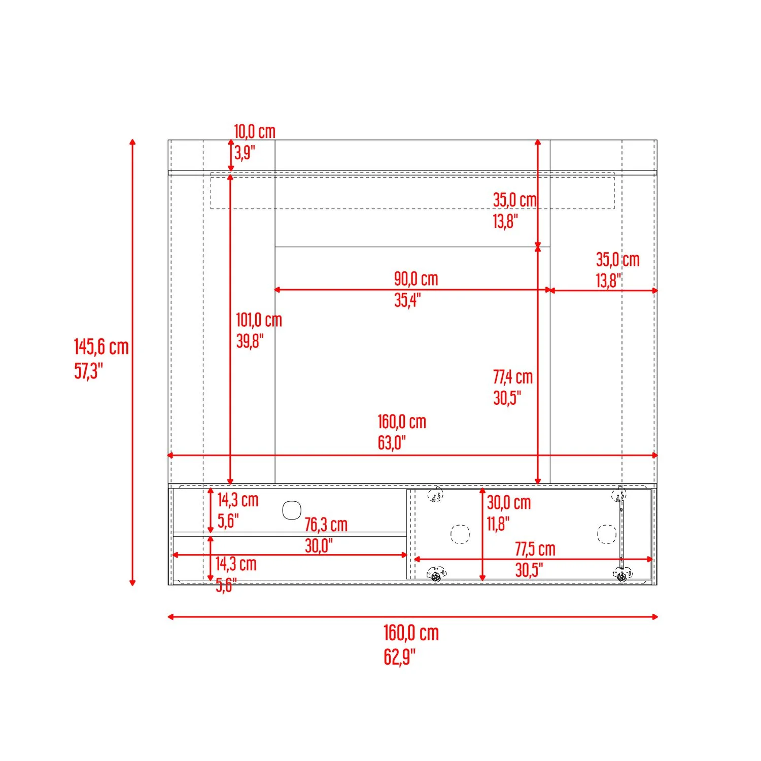 Panel Tv Bigaf 145,6x160x38 RTA Milan/Wengue - Imagen 8