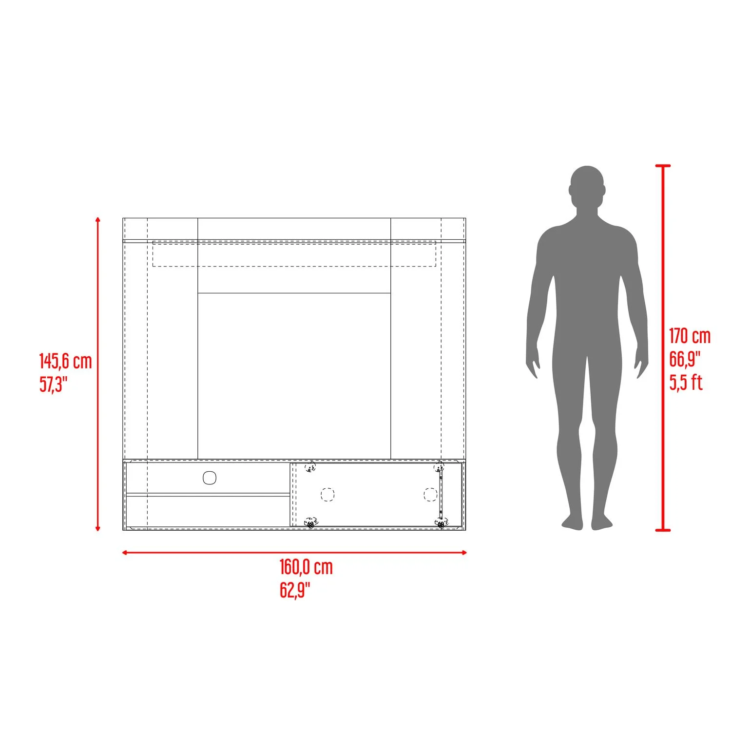 Panel Tv Bigaf 145,6x160x38 RTA Milan/Wengue - Imagen 9