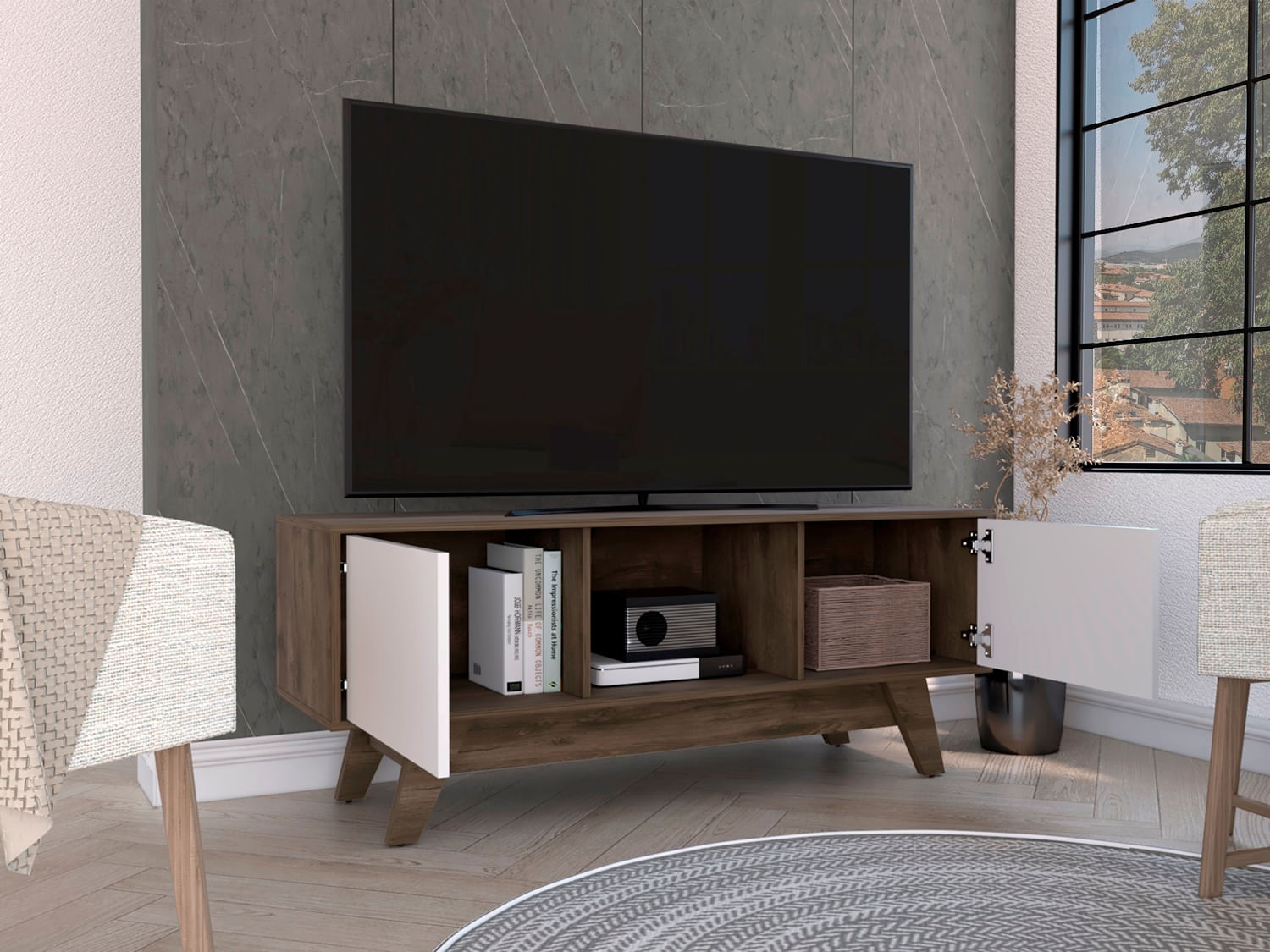 Rack para TV 55'' Romero Finlandek Bellota Blanco - Imagen 3