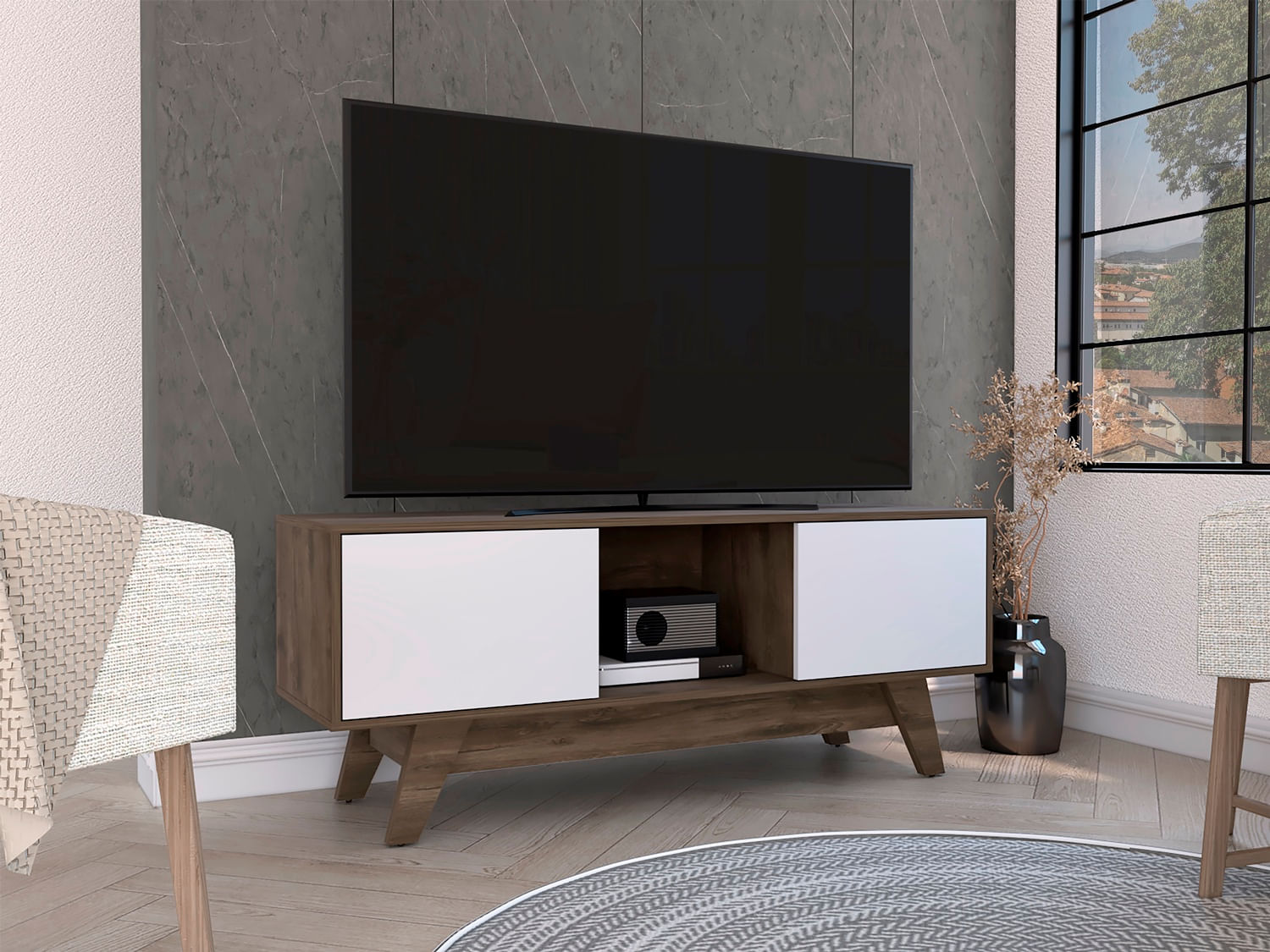 Rack para TV 55'' Romero Finlandek Bellota Blanco - Imagen 4