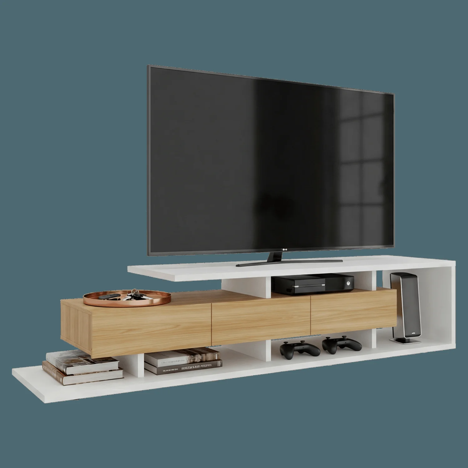 Rack de tv Quito 44X200X50 RTA Blanco Mqz Fresno - Imagen 4