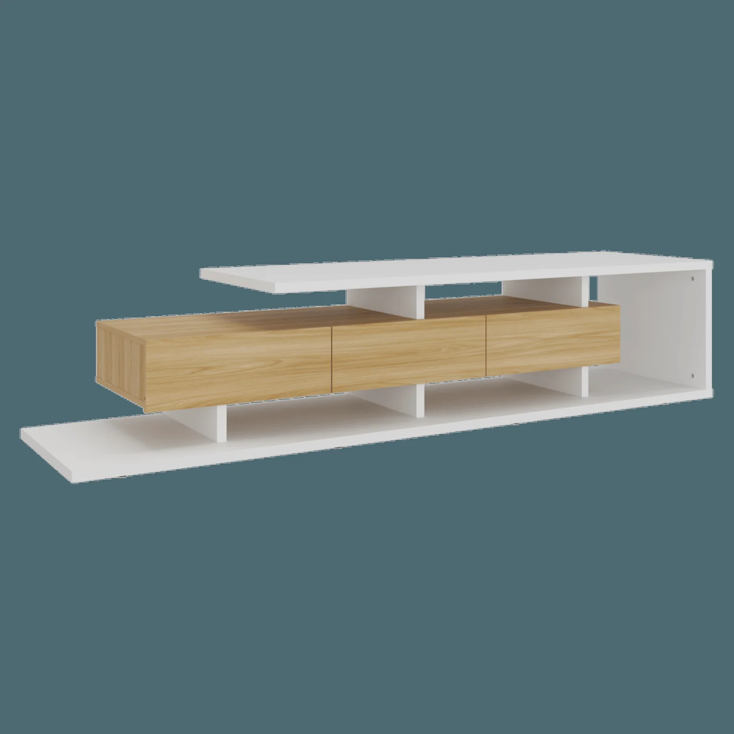 Rack de tv Quito 44X200X50 RTA Blanco Mqz Fresno - Imagen 5