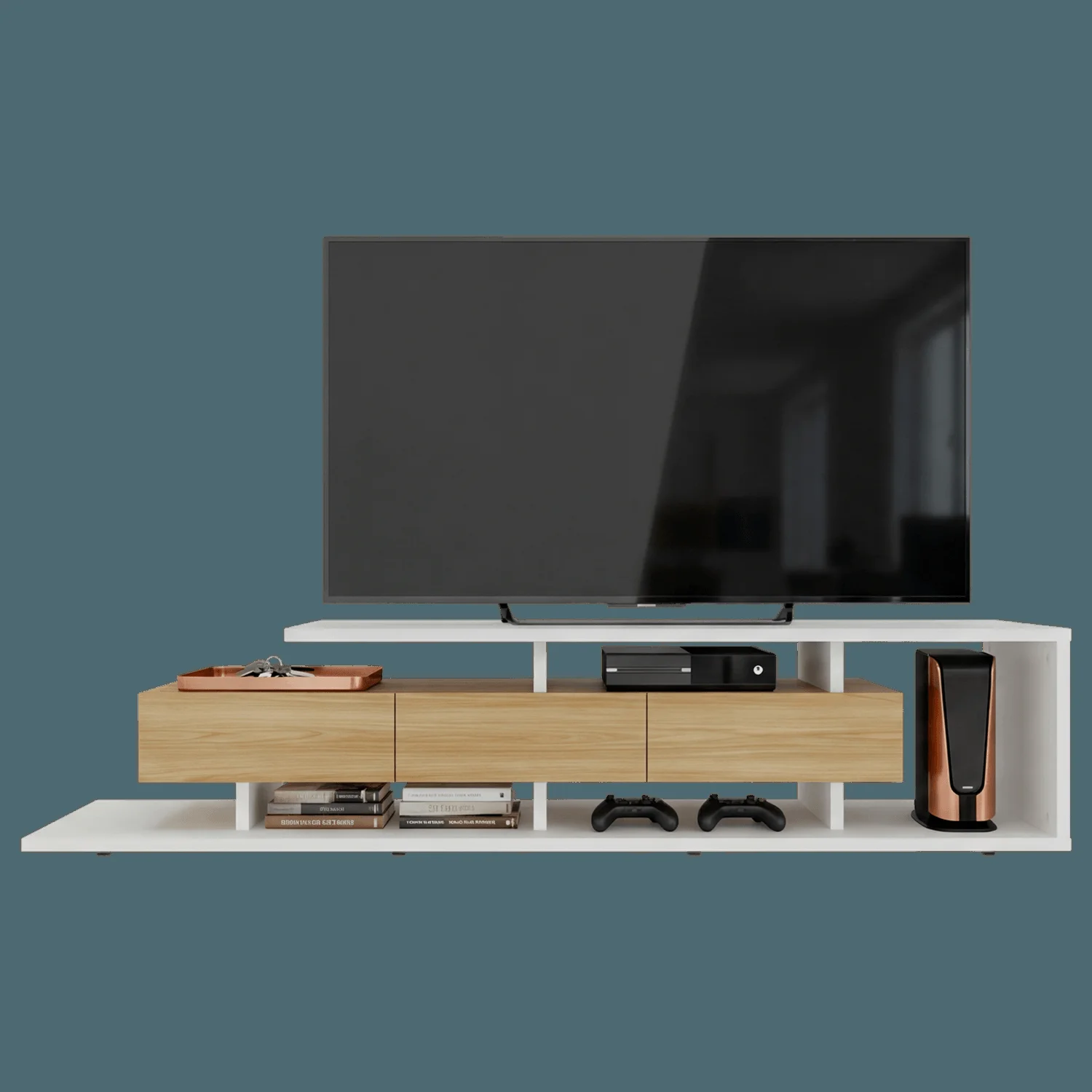 Rack de tv Quito 44X200X50 RTA Blanco Mqz Fresno - Imagen 6