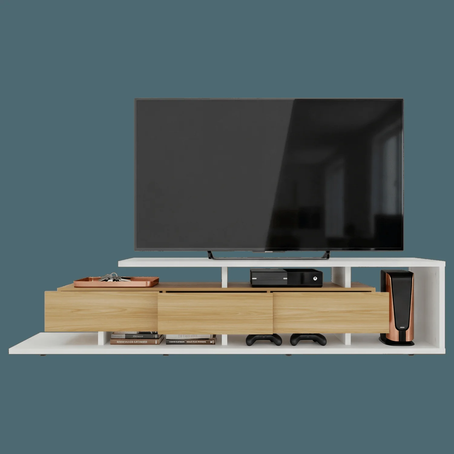 Rack de tv Quito 44X200X50 RTA Blanco Mqz Fresno - Imagen 7