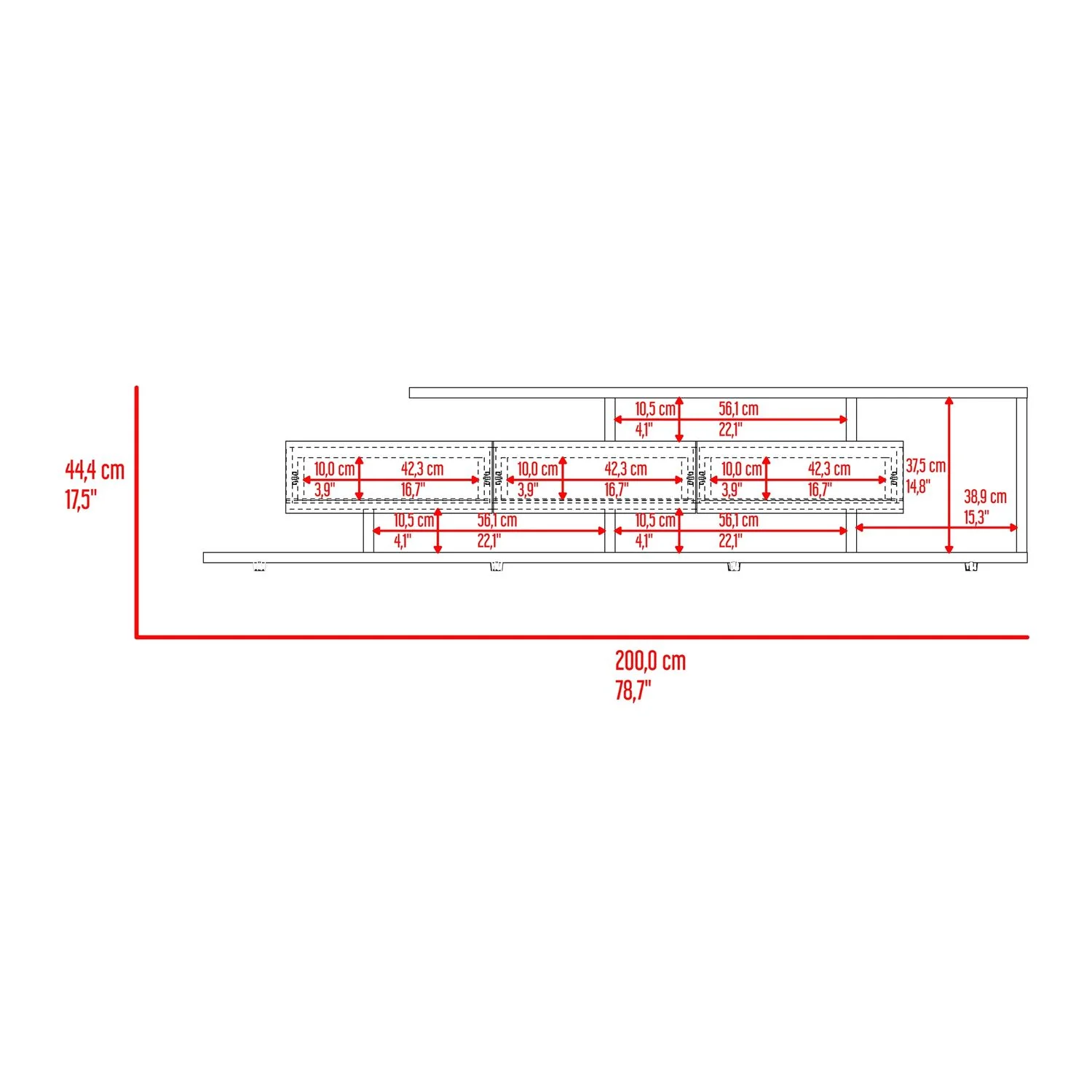 Rack de tv Quito 44X200X50 RTA Blanco Mqz Fresno - Imagen 11