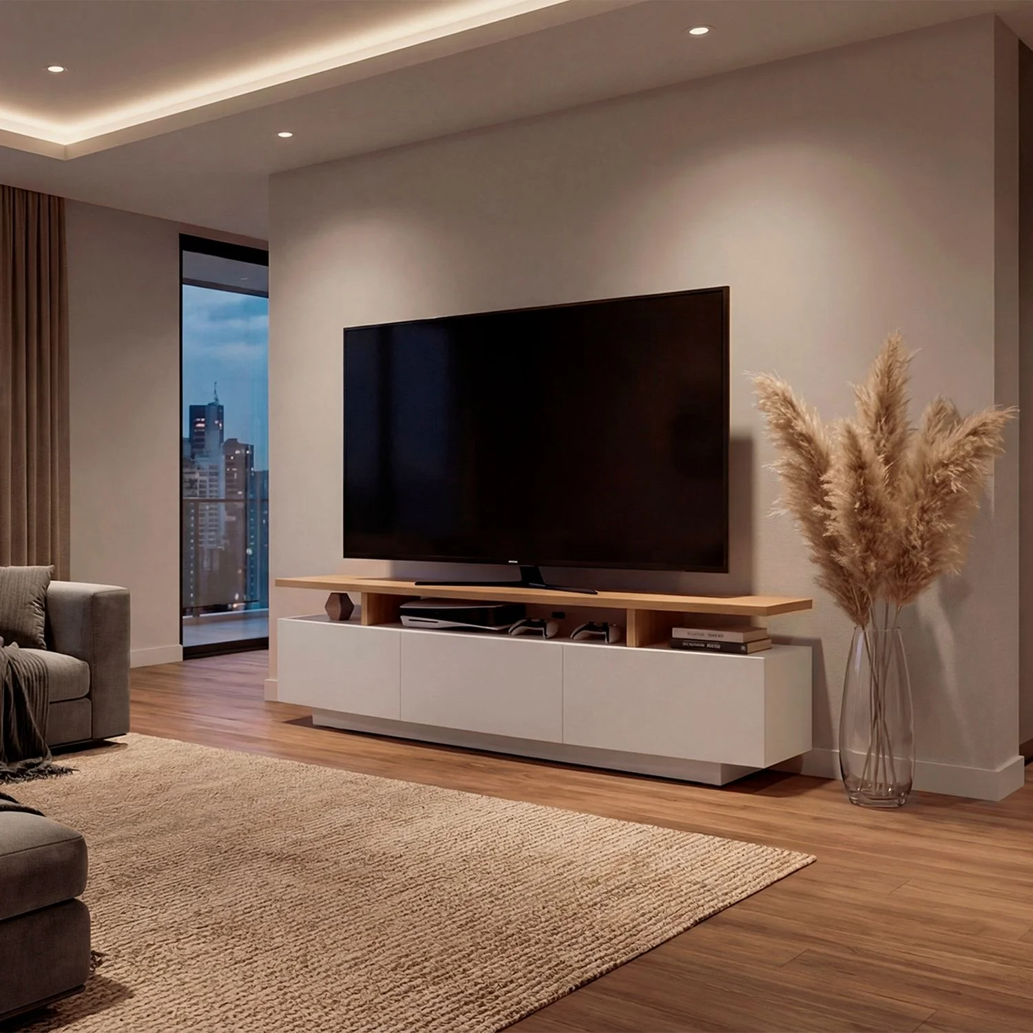 Rack Tv Serena 51X180X40 RTA Blanco Mqz Fresno - Imagen 2