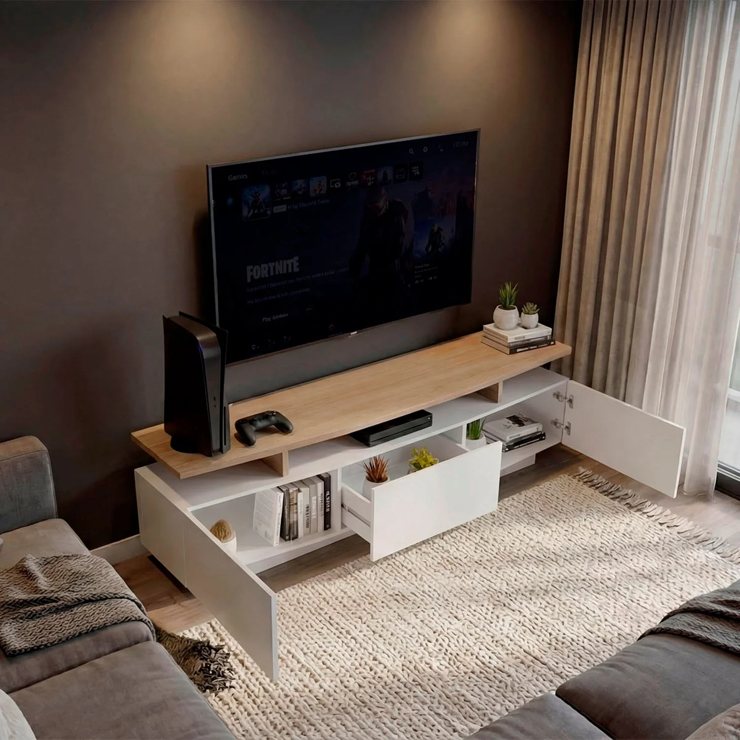 Rack Tv Serena 51X180X40 RTA Blanco Mqz Fresno - Imagen 4
