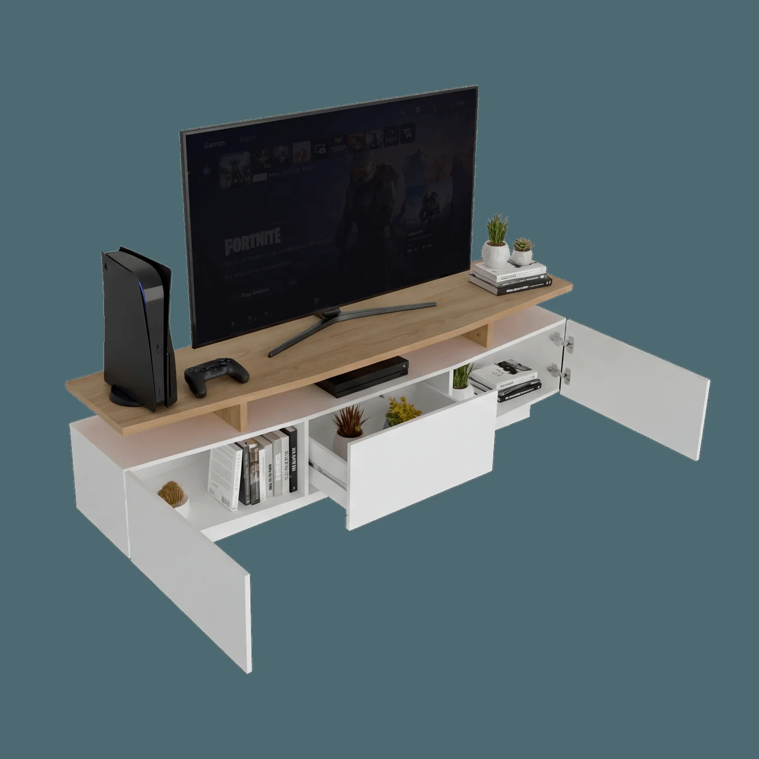 Rack Tv Serena 51X180X40 RTA Blanco Mqz Fresno - Imagen 9