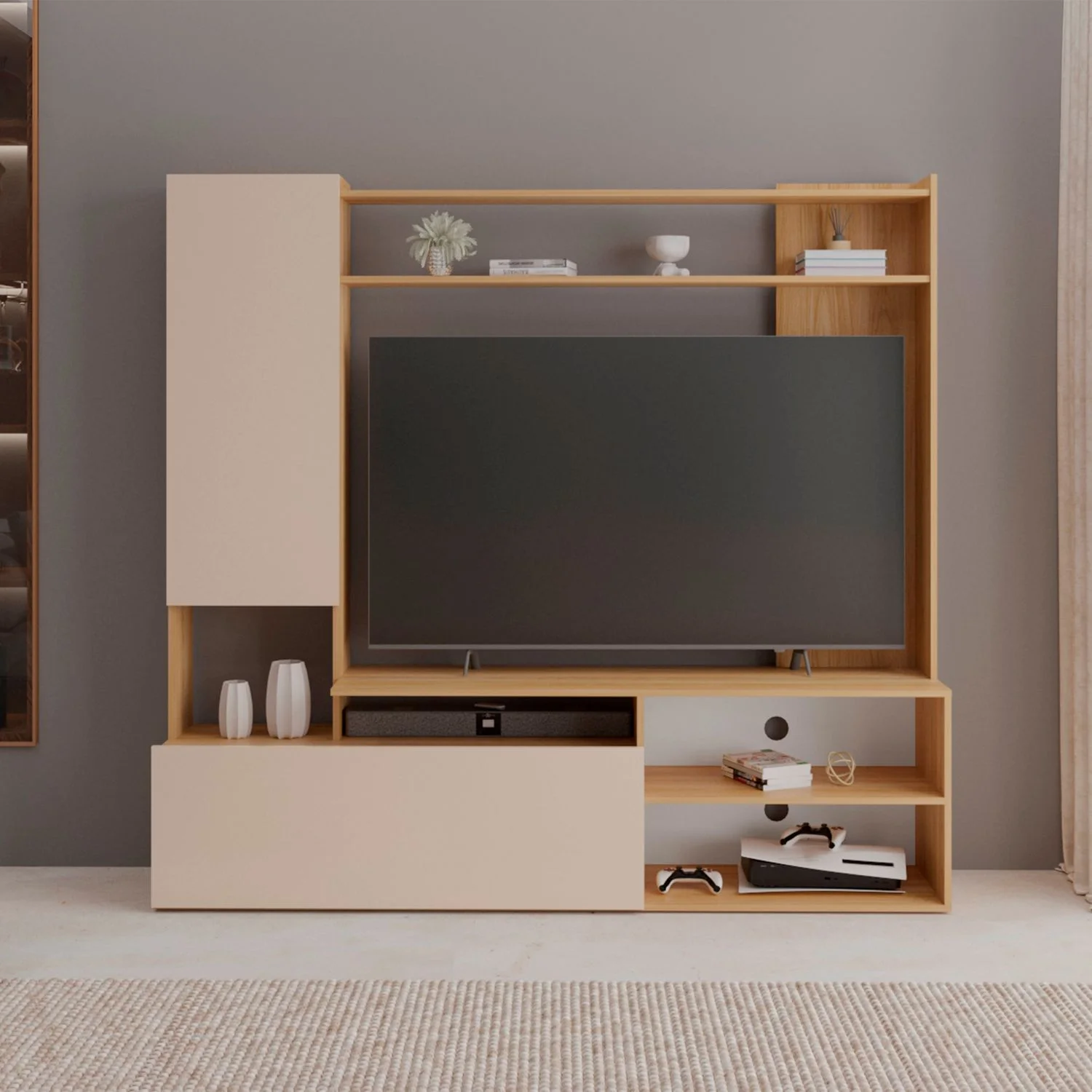 Rack TV Nolic 167x178x35 RTA Fresno Europeo + Capri - Imagen 3