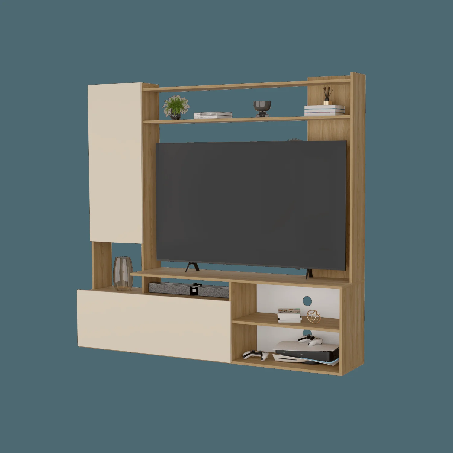 Rack TV Nolic 167x178x35 RTA Fresno Europeo + Capri - Imagen 4