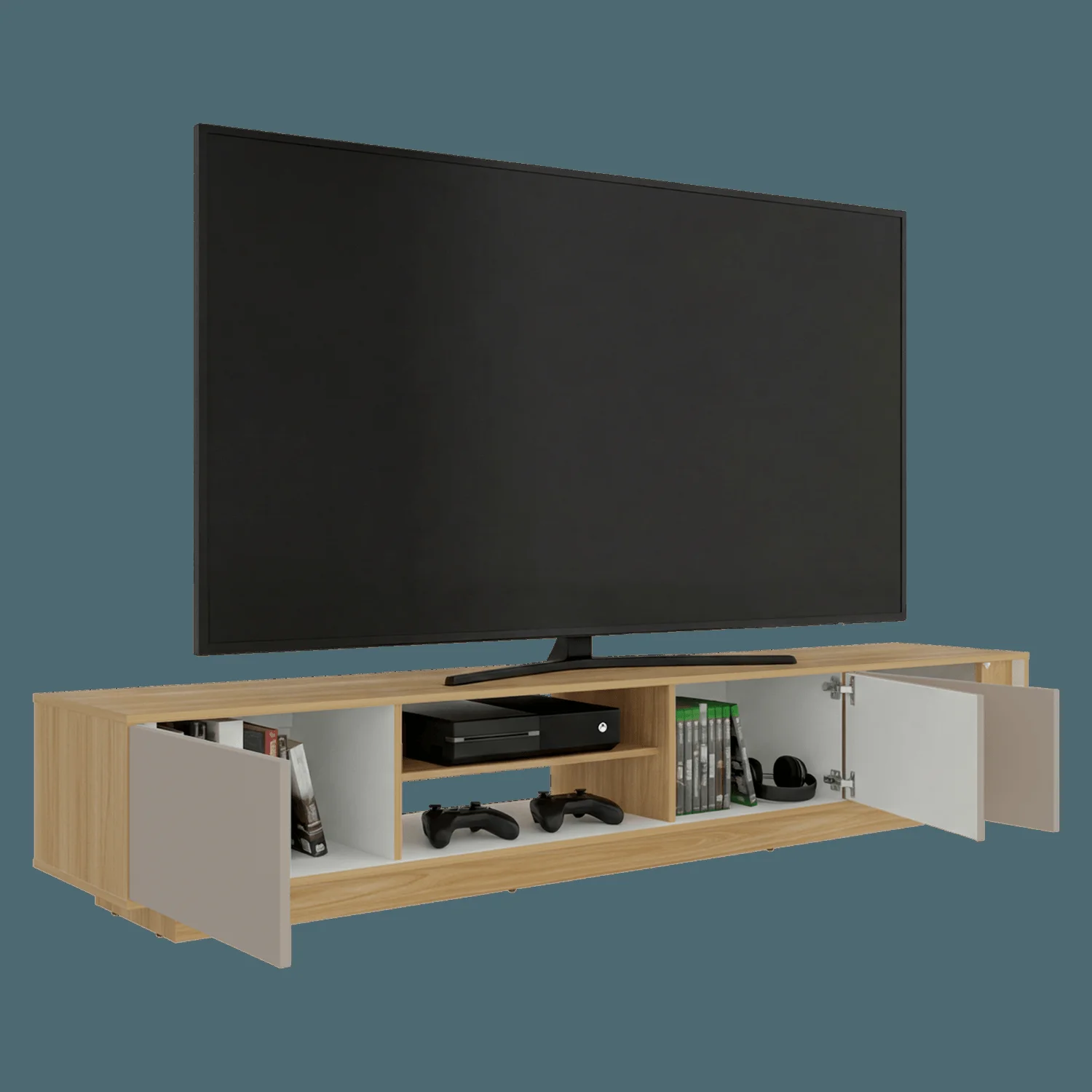 Rack Tv Maldivas 40X230X43 RTA Fresno Eu Capri Blanco - Imagen 1