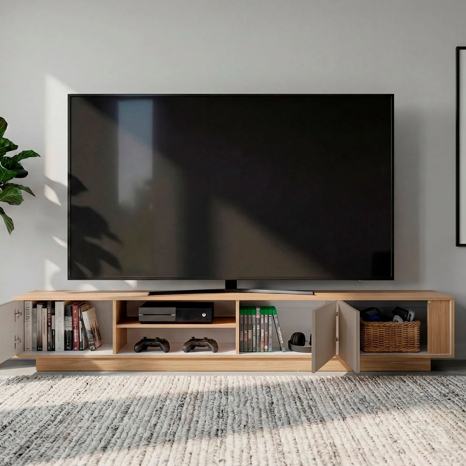 Rack Tv Maldivas 40X230X43 RTA Fresno Eu Capri Blanco - Imagen 2