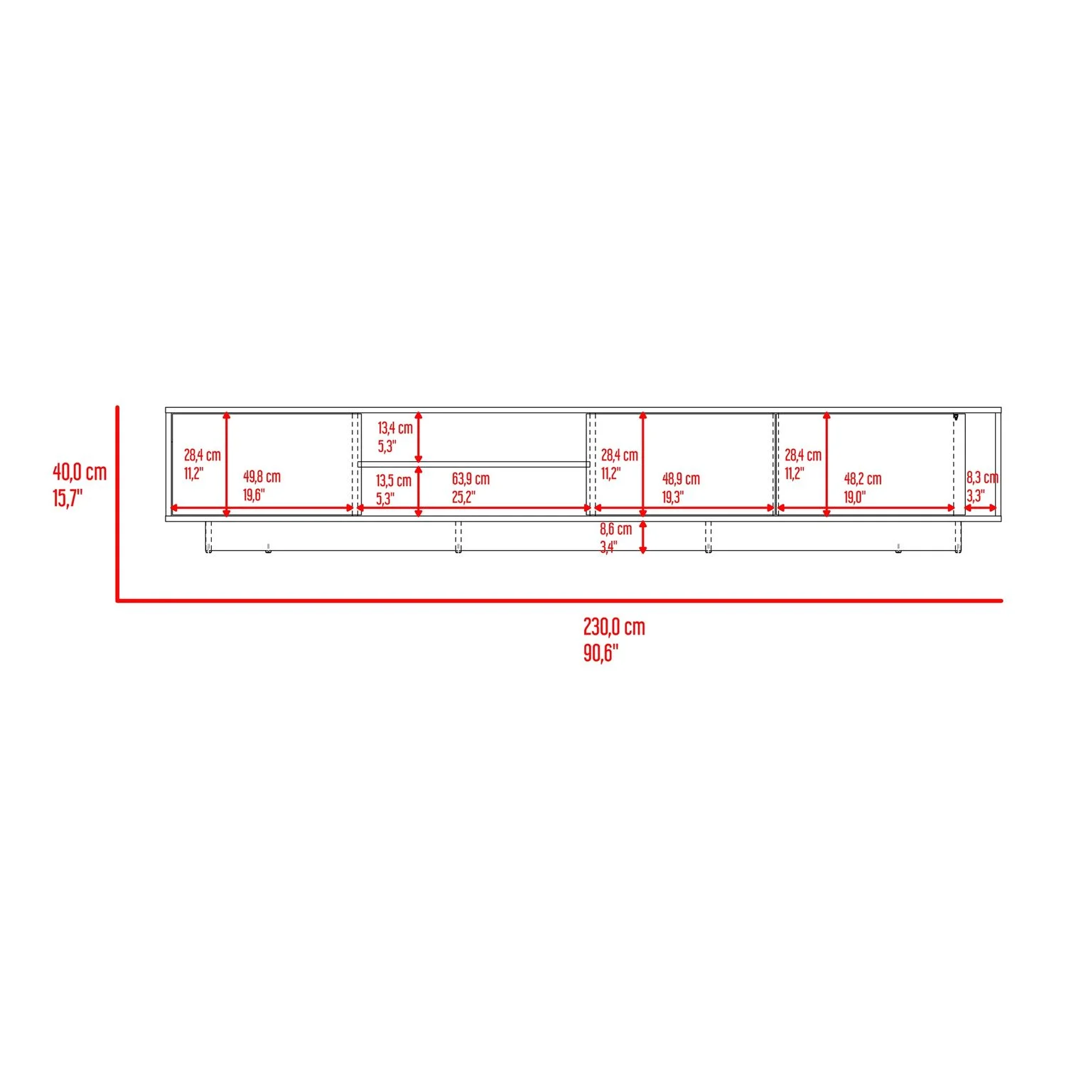 Rack Tv Maldivas 40X230X43 RTA Fresno Eu Capri Blanco - Imagen 10