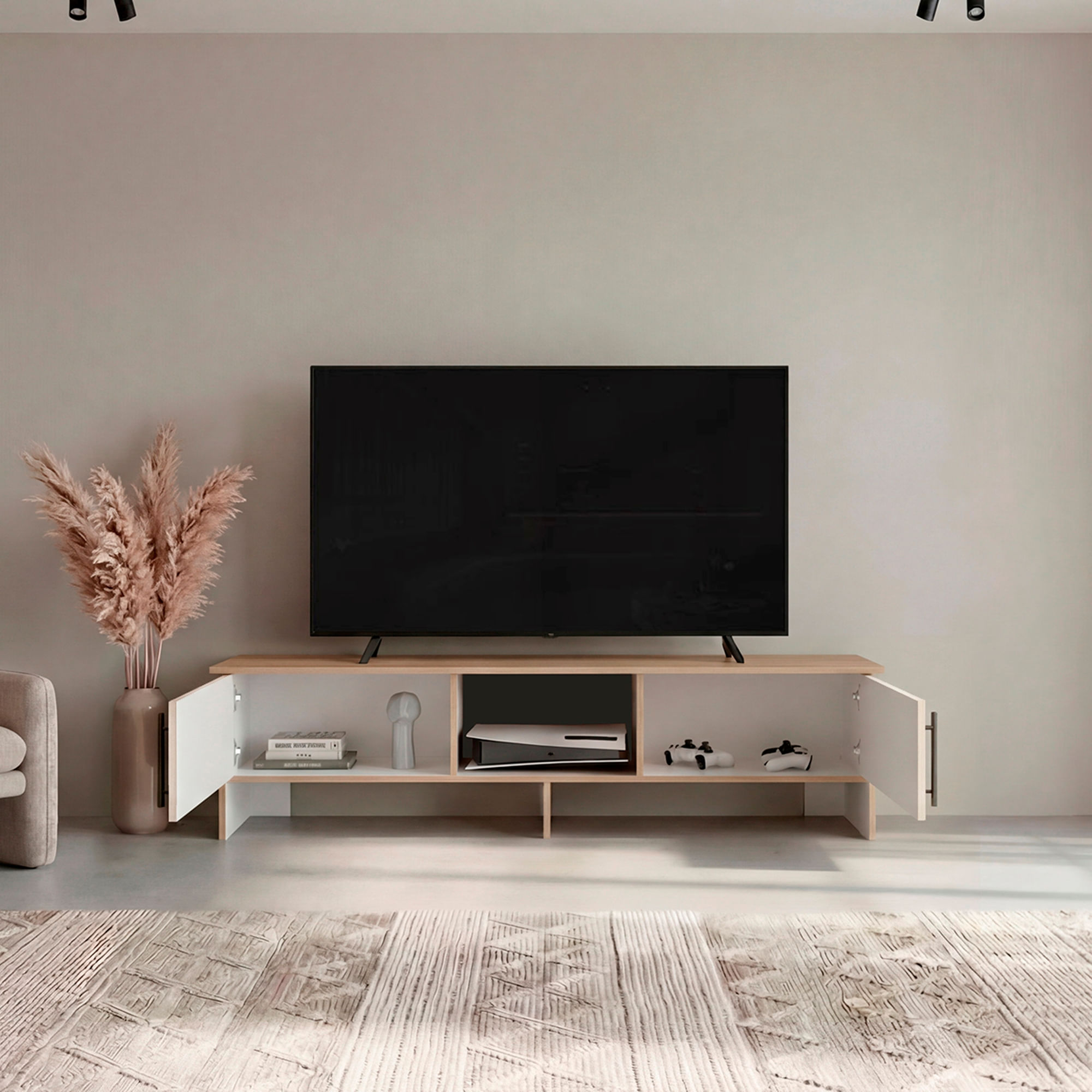 Rack Tv Dago 41X160X35 RTA Fresno Eu Capri Blanco - Imagen 3