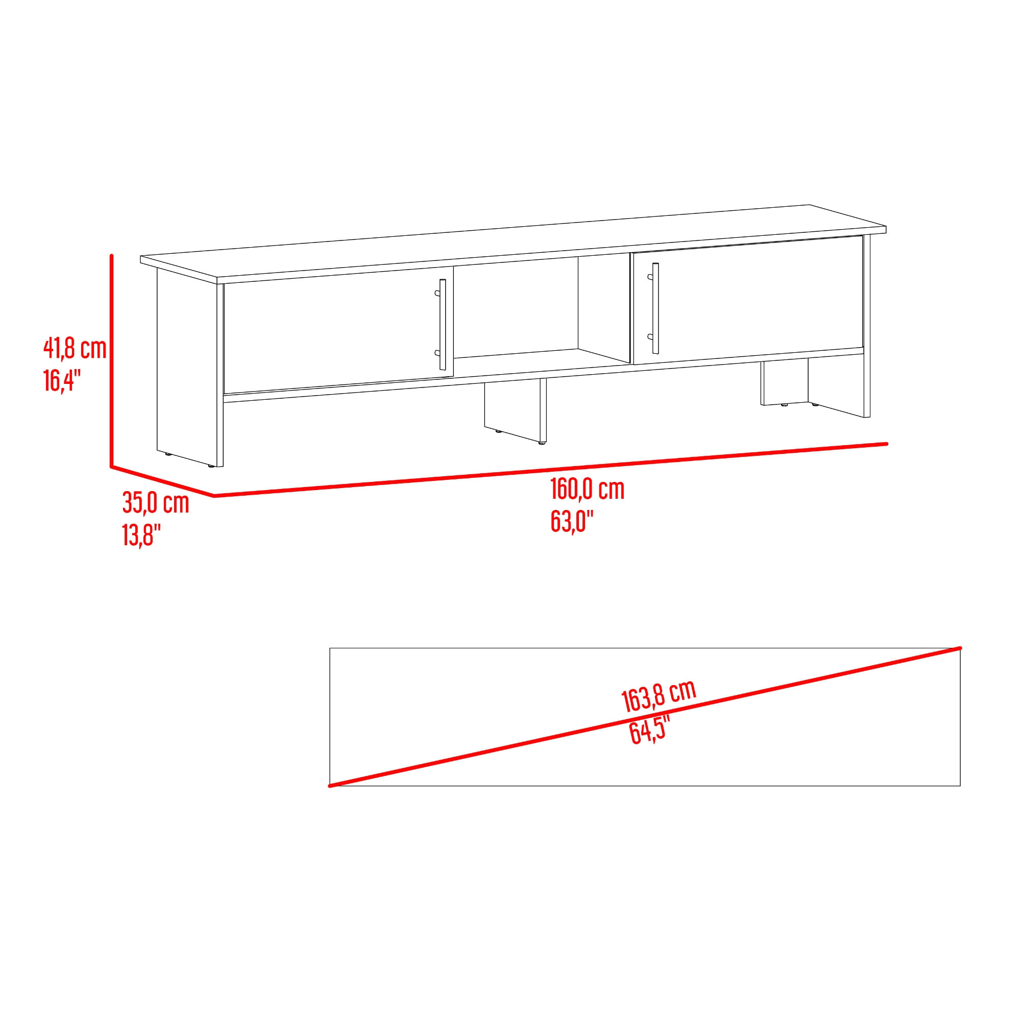 Rack Tv Dago 41X160X35 RTA Fresno Eu Capri Blanco - Imagen 8