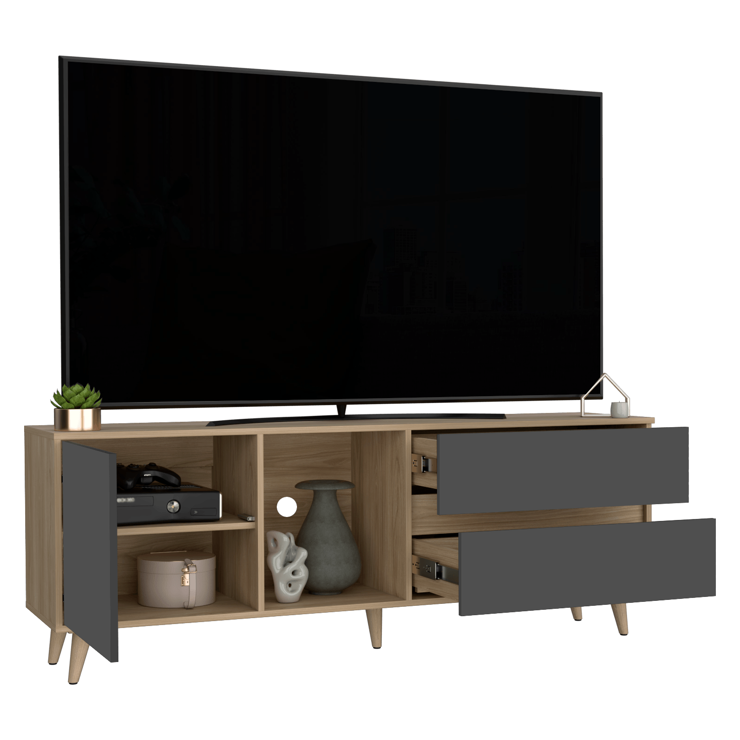 Rack para TV Salem 58X158X38 RTA Fresno Plomo - Imagen 1