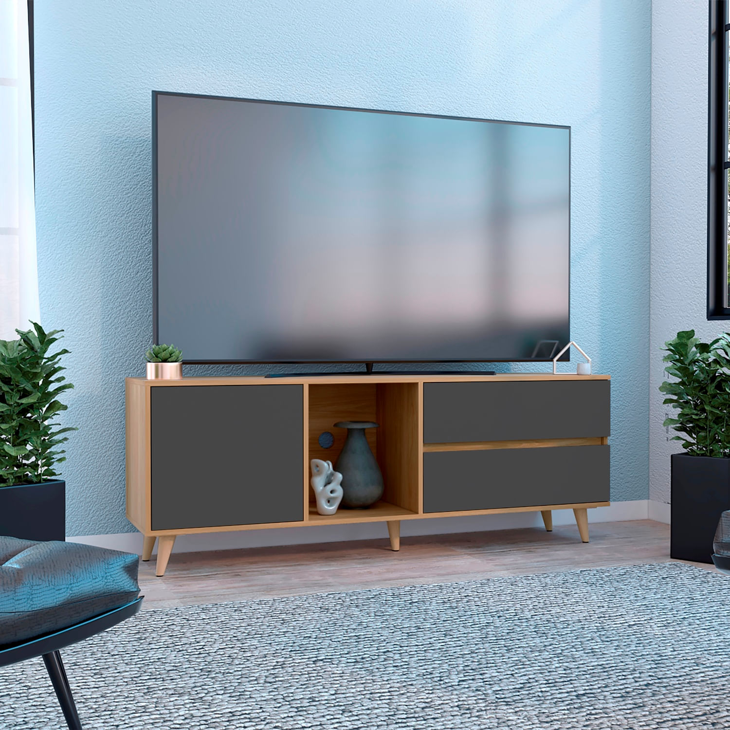 Rack para TV Salem 58X158X38 RTA Fresno Plomo - Imagen 2