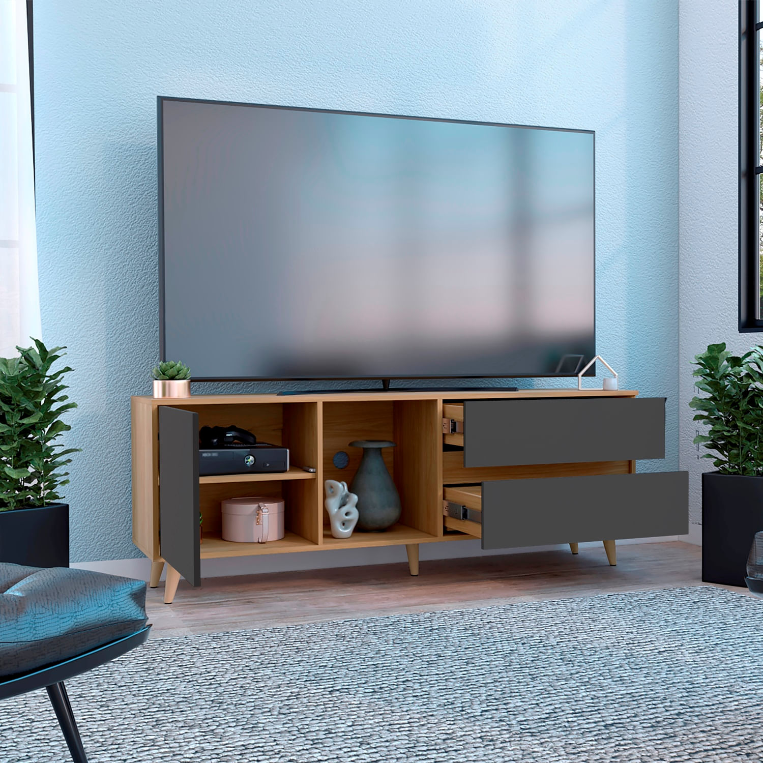 Rack para TV Salem 58X158X38 RTA Fresno Plomo - Imagen 3