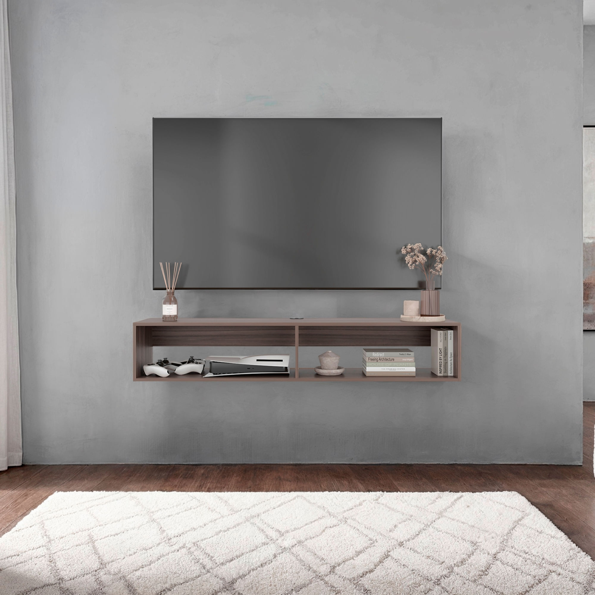 Rack Tv Flotante 26X150X32 RTA Avellana - Imagen 1