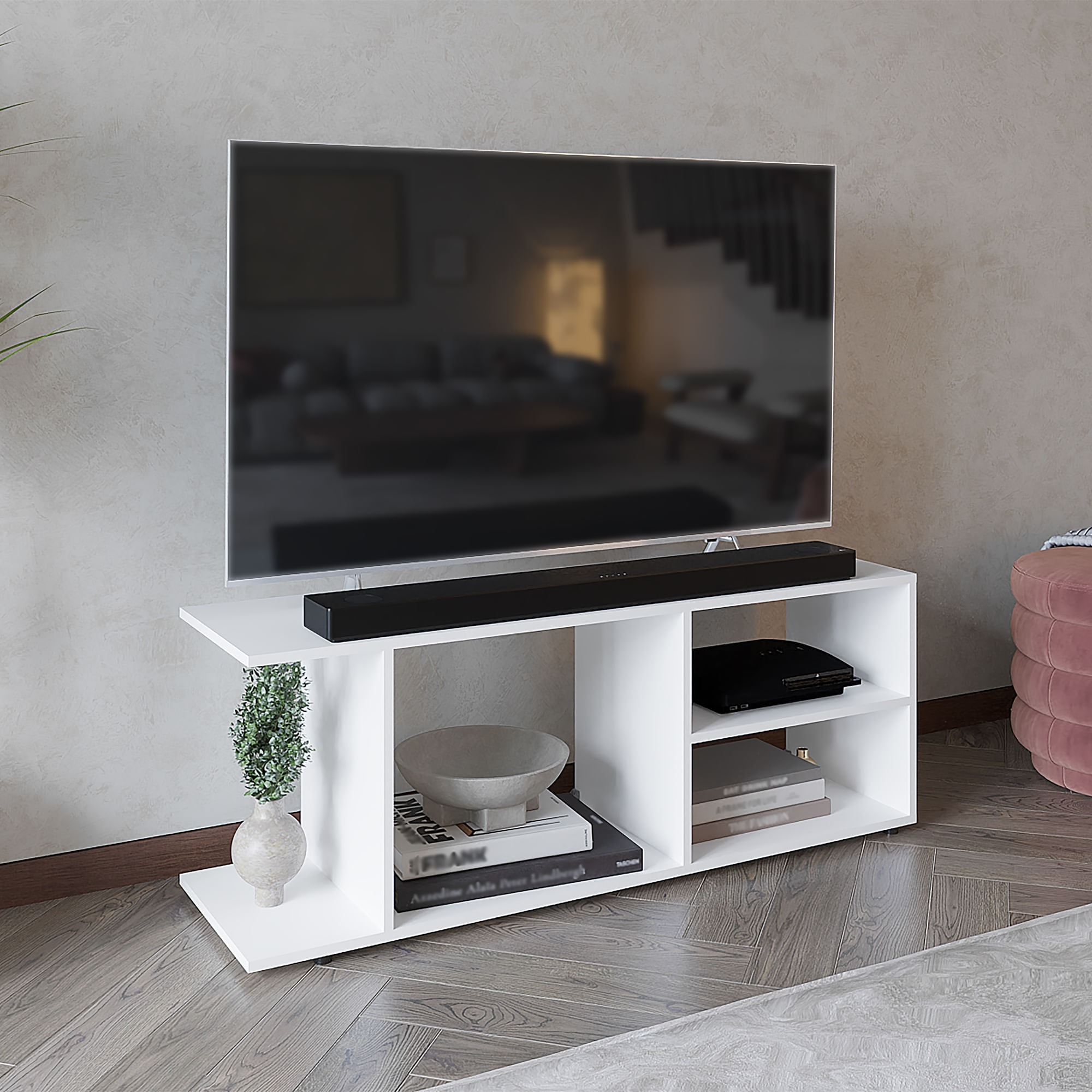 Rack de TV 50'' GoodWood 45X120X34 RTA Blanco ZF - Imagen 3