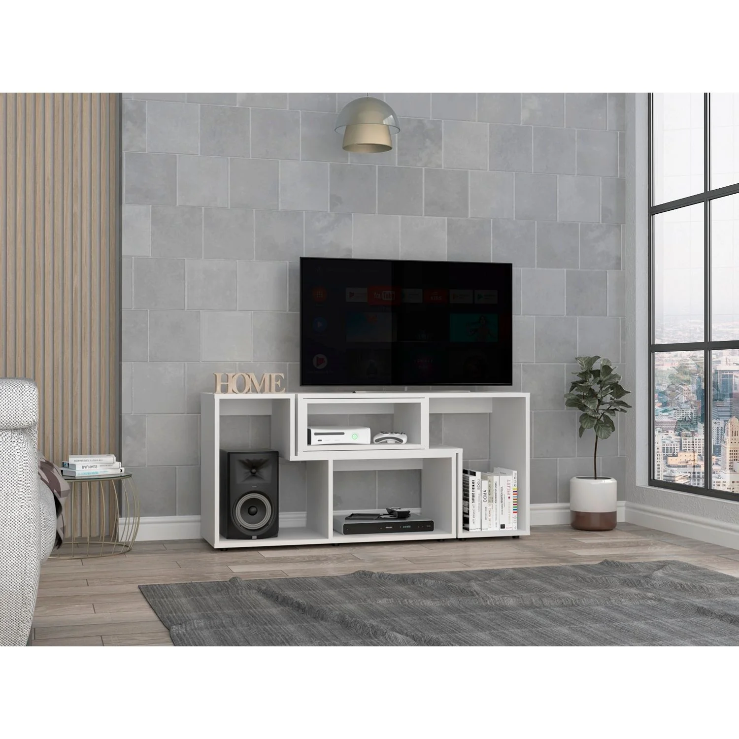 Rack TV Extensible Beijing RTA Blanco - Imagen 3