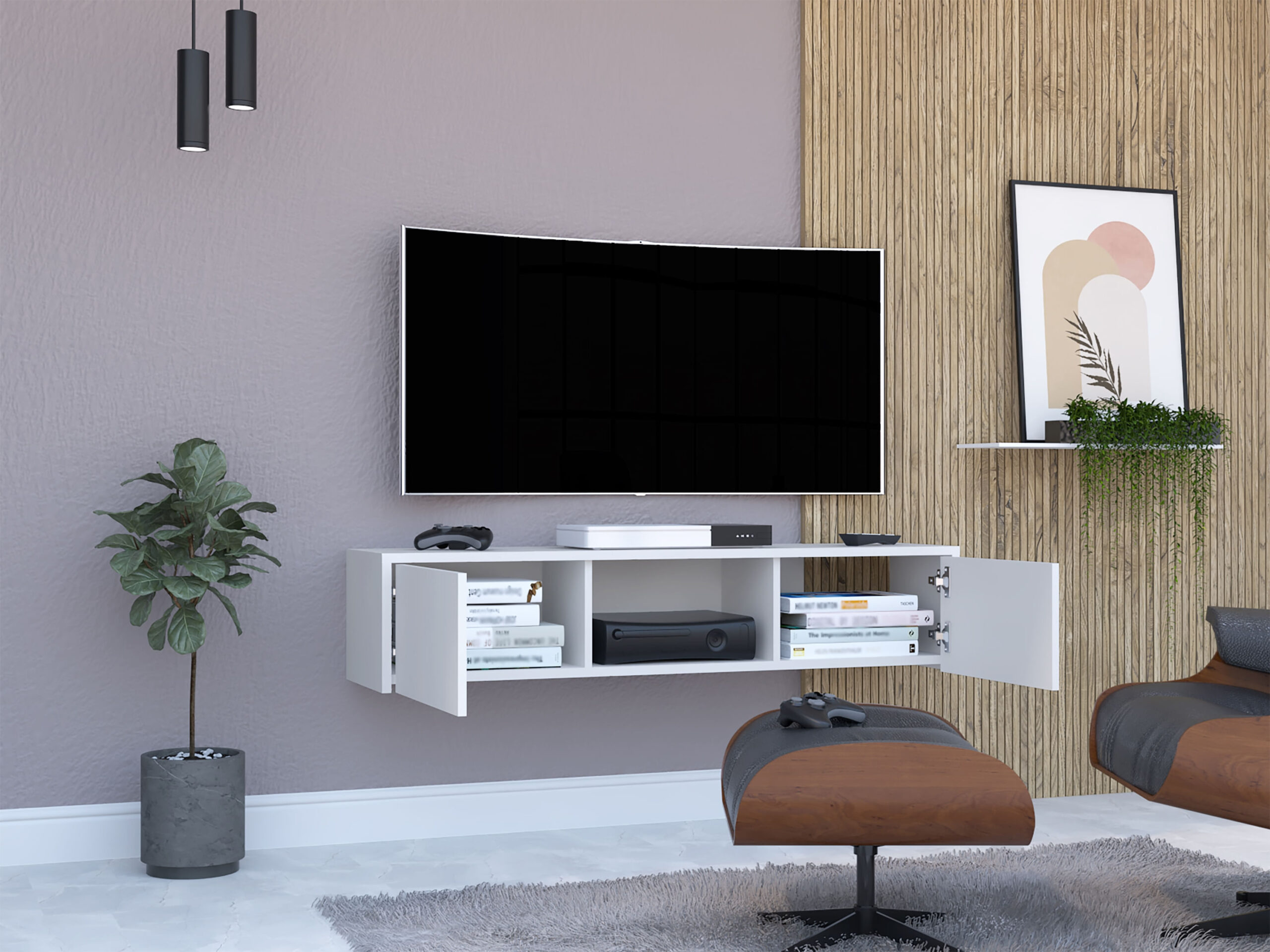 Repisa de TV Glen 125 RTA Blanco - Imagen 1