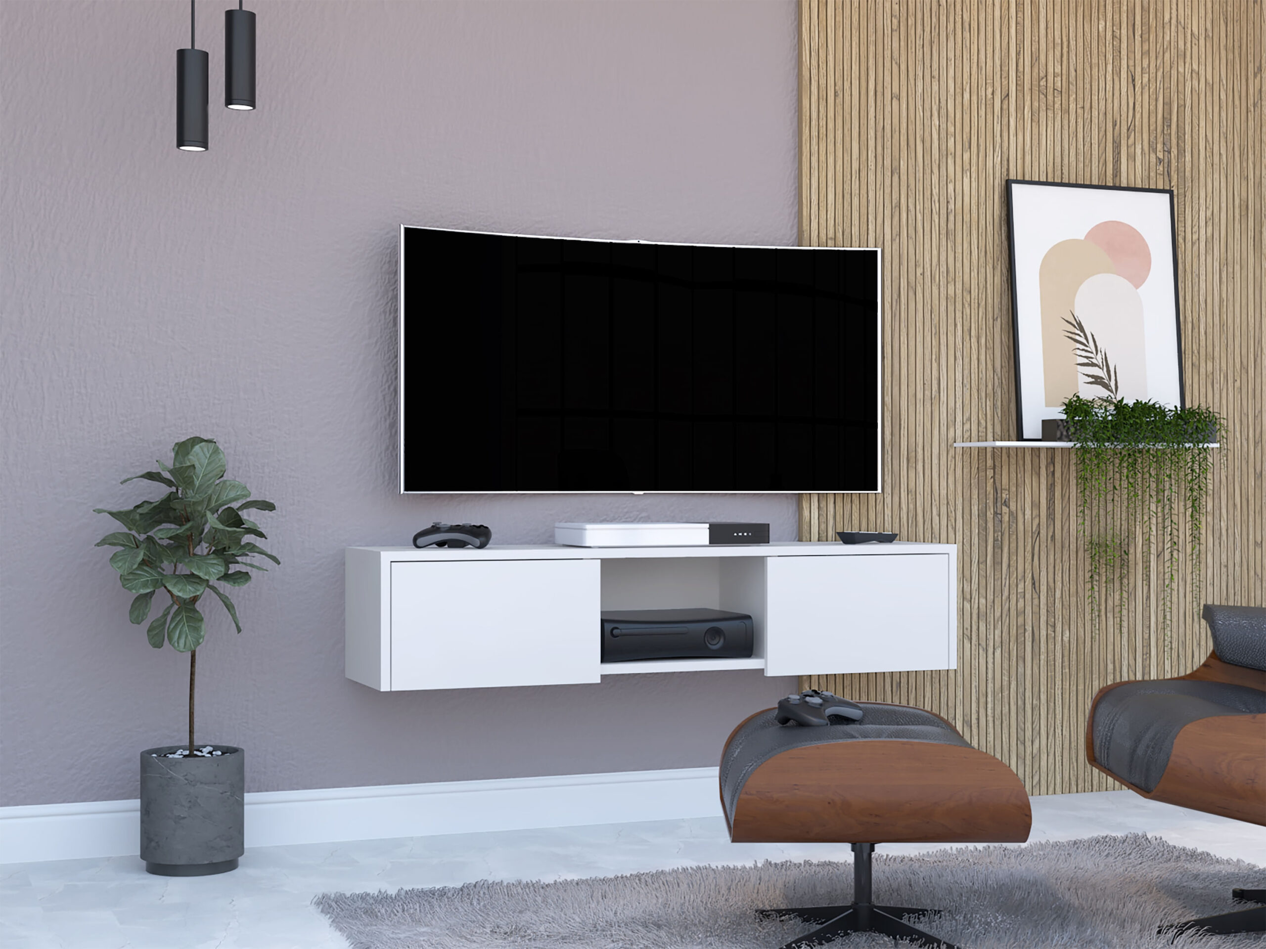 Repisa de TV Glen 125 RTA Blanco - Imagen 2