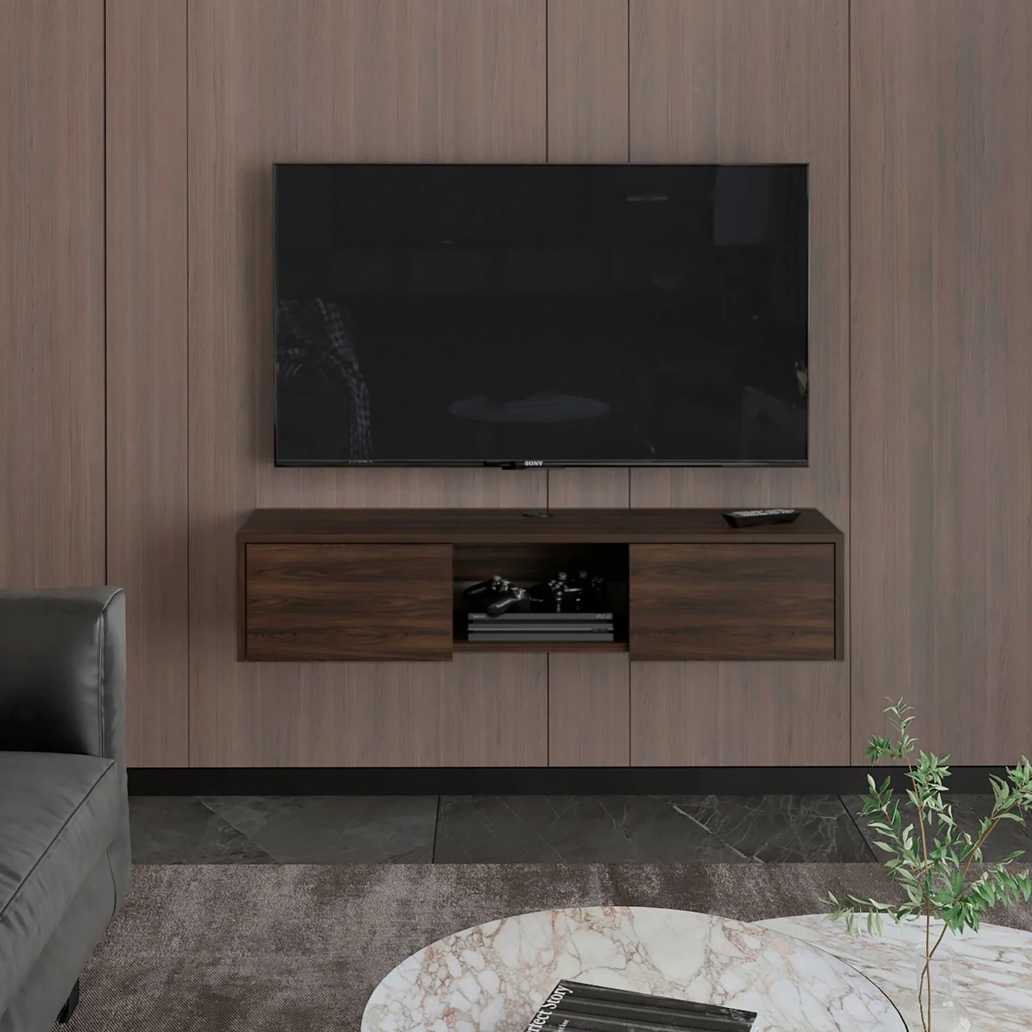 Repisa de Tv Glen Multifuncional 26X125X29 RTA Nogal Europeo - Imagen 3