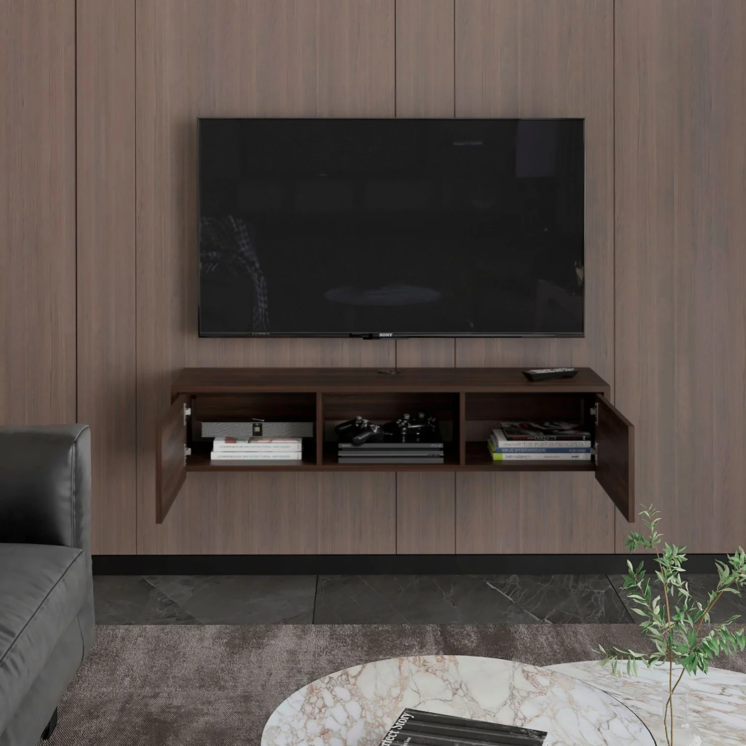Repisa de Tv Glen Multifuncional 26X125X29 RTA Nogal Europeo - Imagen 4
