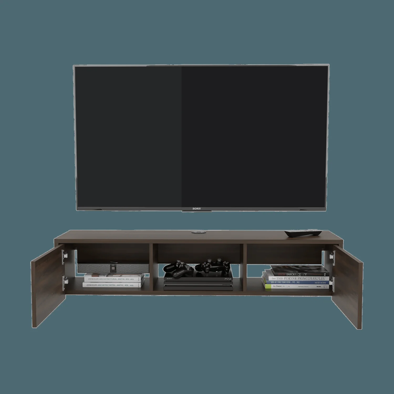 Repisa de Tv Glen Multifuncional 26X125X29 RTA Nogal Europeo - Imagen 5