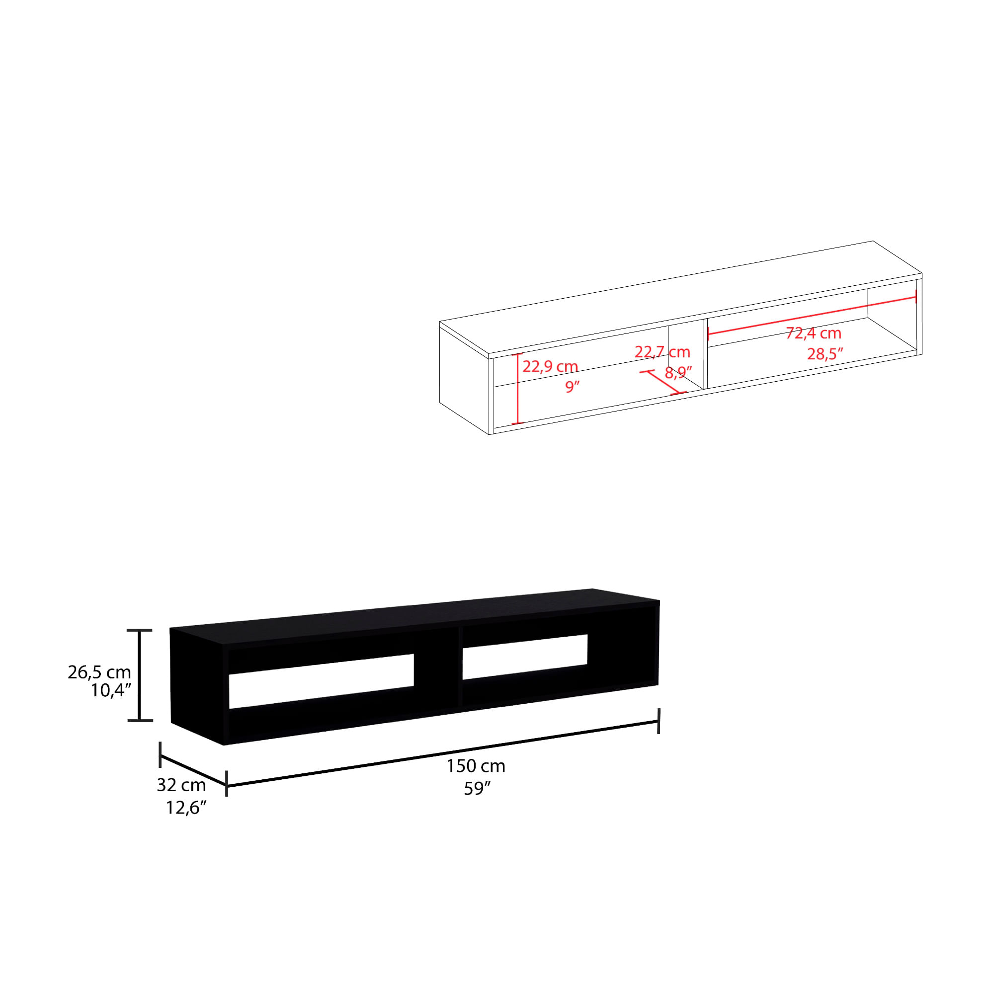 Rack TV 65'' Flotante 26X150 RTA Wengue - Imagen 4