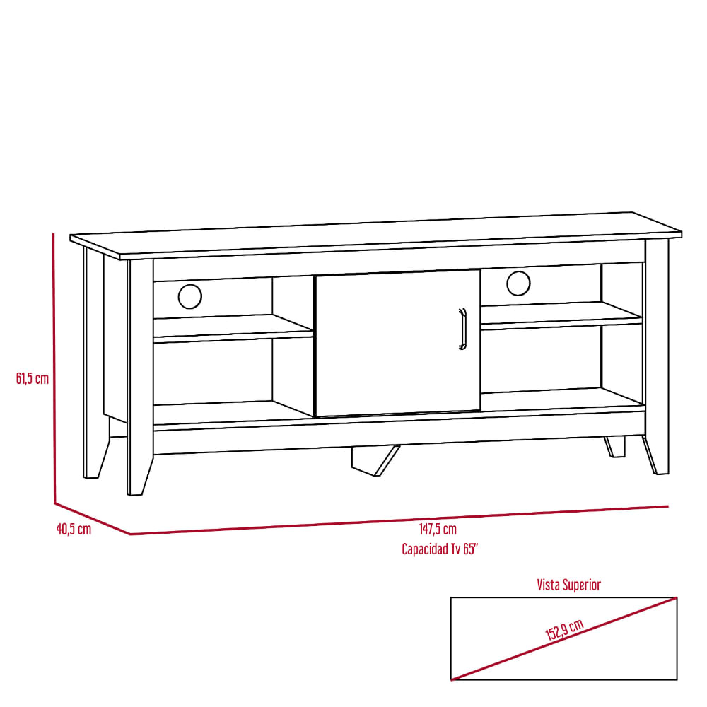 Rack Essential TV 65 Con Puerta Wengue - Imagen 7