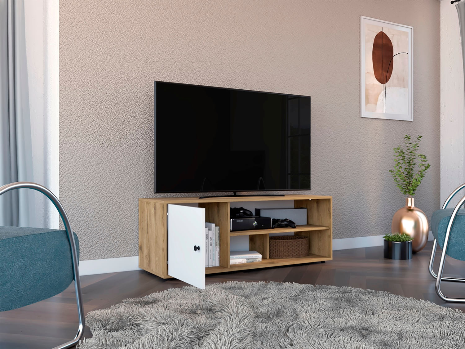 Rack de TV 55'' Noah RTA Macadamia Blanco - Imagen 2