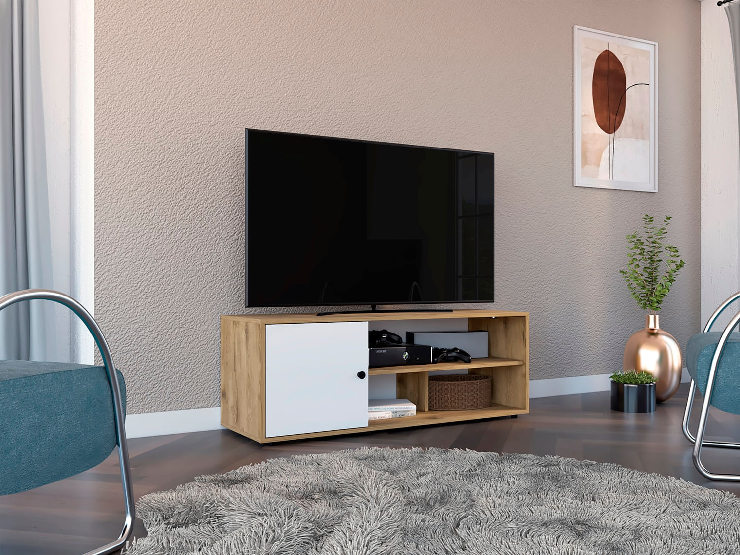 Rack de TV 55'' Noah RTA Macadamia Blanco - Imagen 3