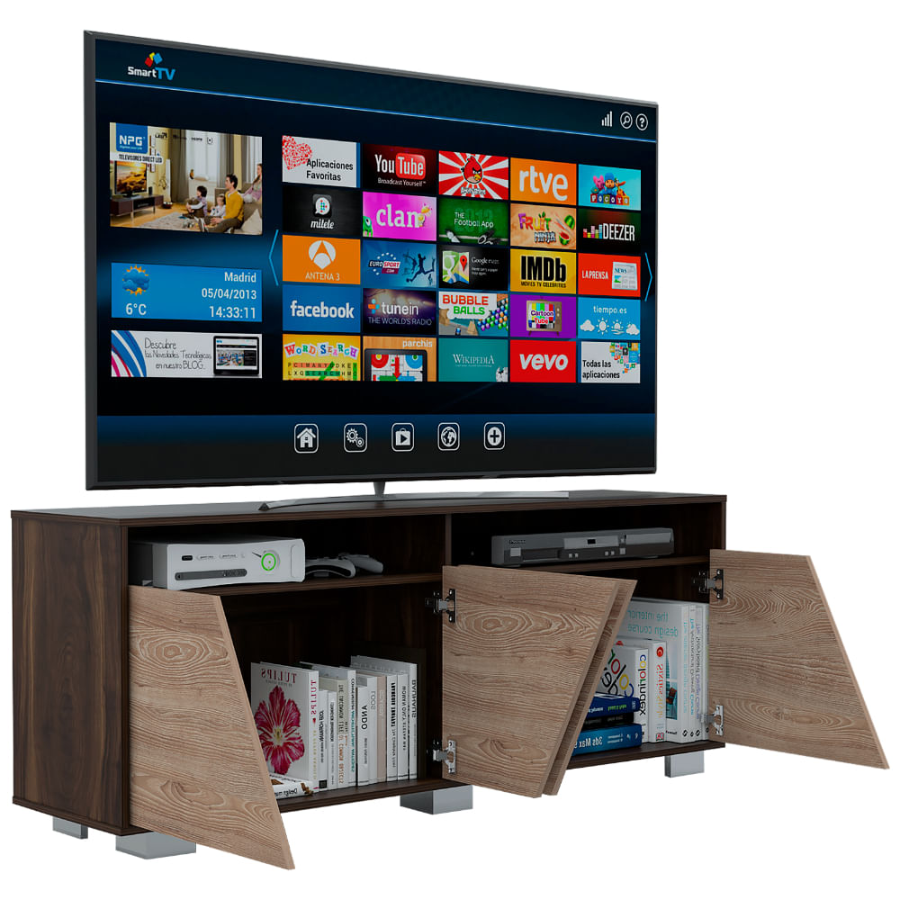 Rack Para TV Fraktal Nogal+Miel - Imagen 1