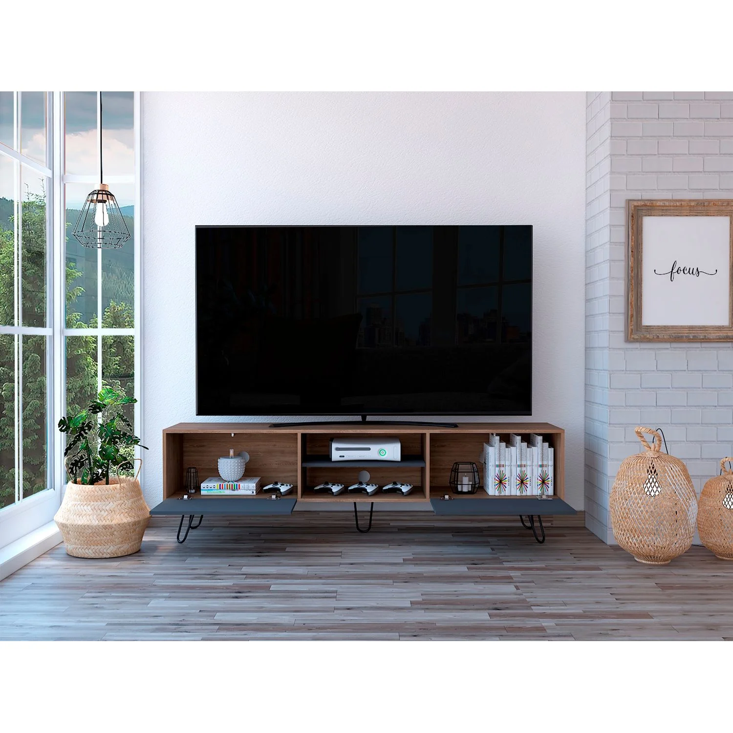 Rack para TV Vassel RTA Miel + Plomo - Imagen 5