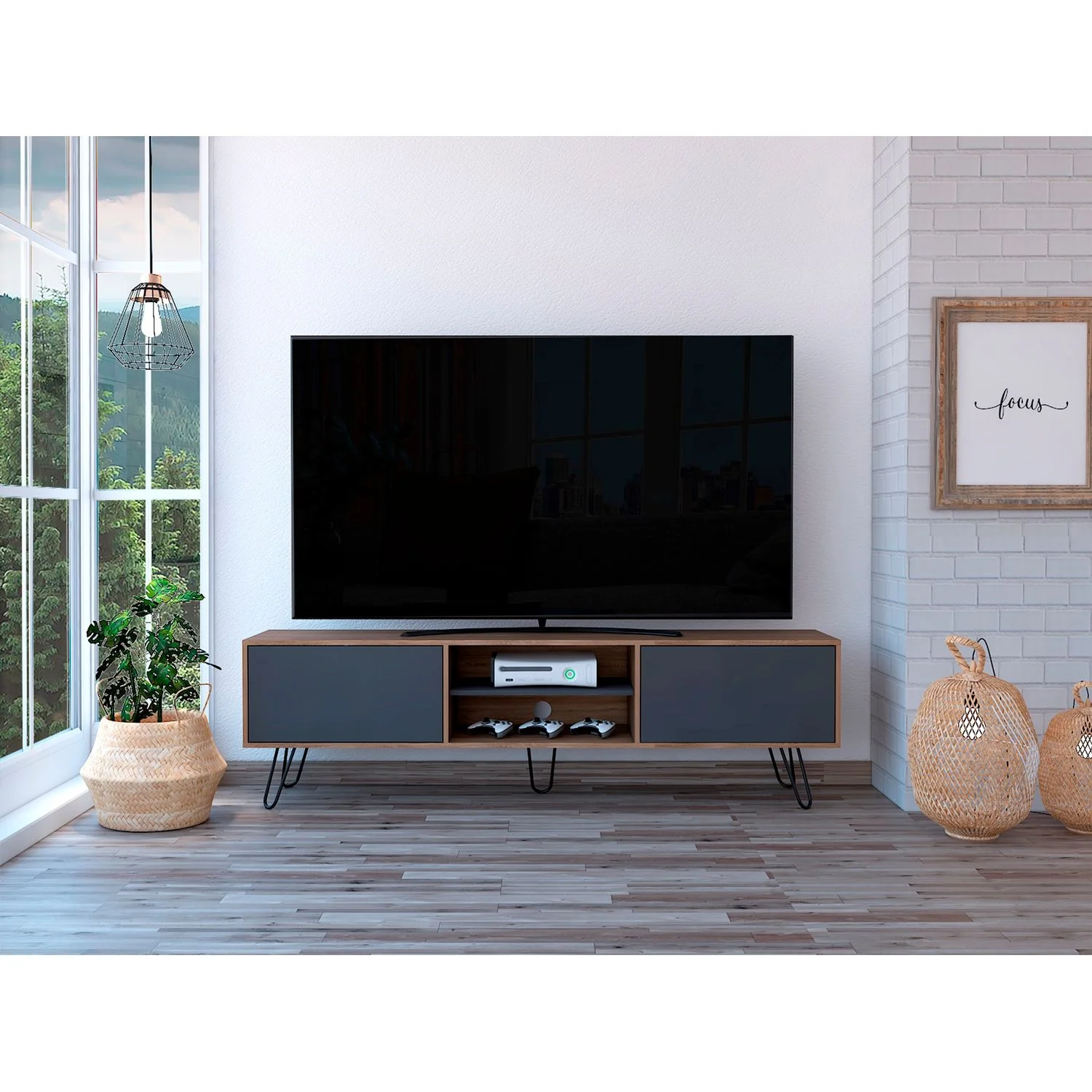 Rack para TV Vassel RTA Miel + Plomo - Imagen 7