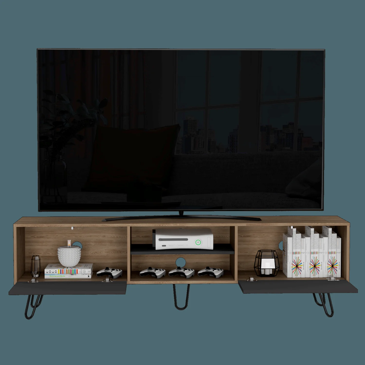 Rack para TV Vassel RTA Miel + Plomo - Imagen 6