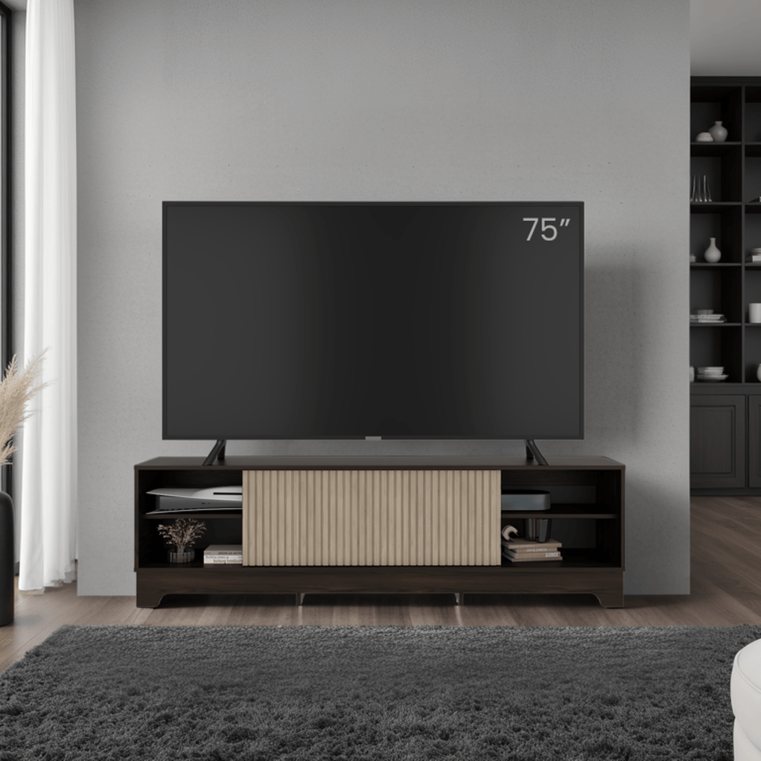 Mueble de Entretenimiento Smith 75 52X180X36 RTA Nogal Roble Natural - Imagen 2