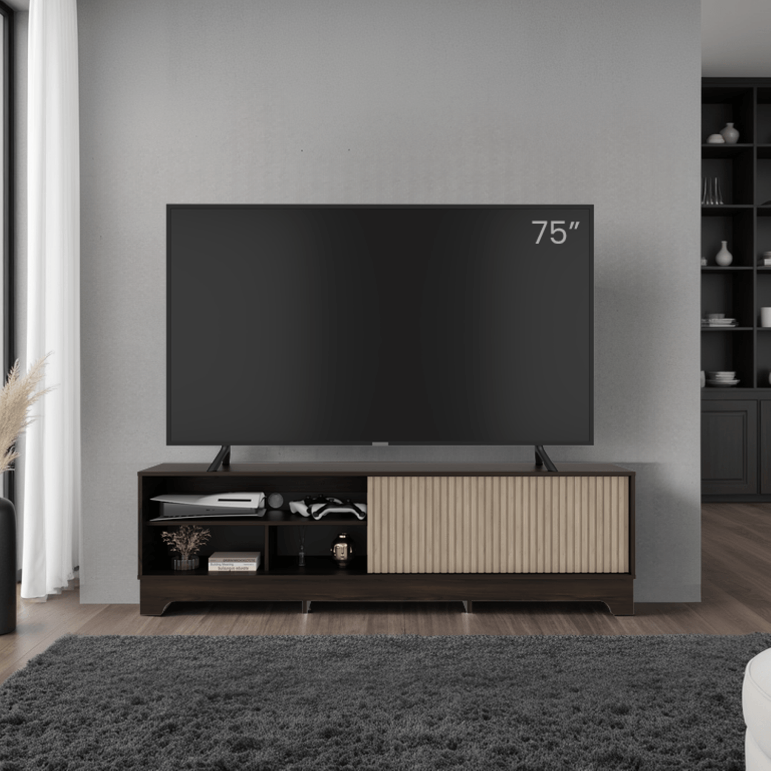 Mueble de Entretenimiento Smith 75 52X180X36 RTA Nogal Roble Natural - Imagen 3